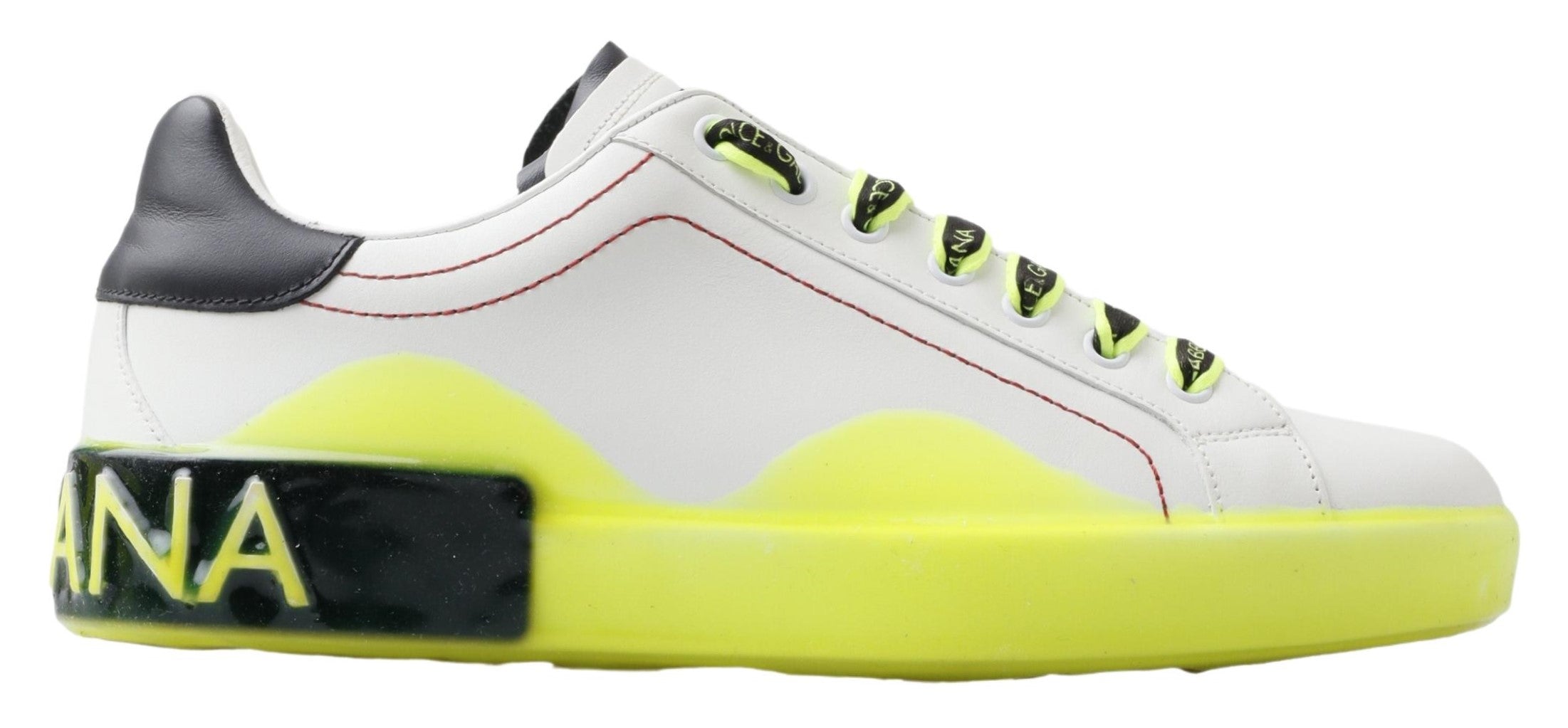 Dolce & Gabbana Weiße Gelbe Portofino Leder Sneaker Schuhe