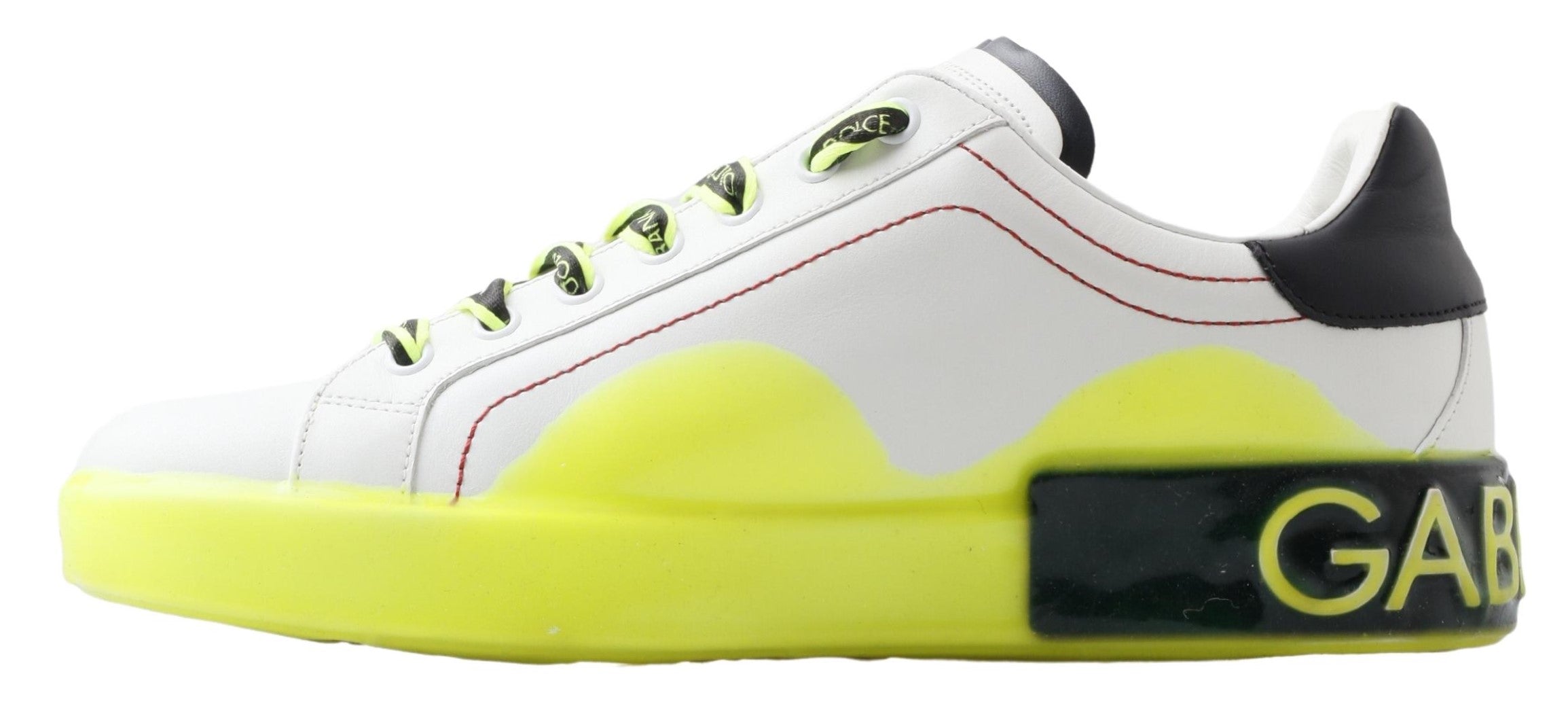Dolce & Gabbana Weiße Gelbe Portofino Leder Sneaker Schuhe