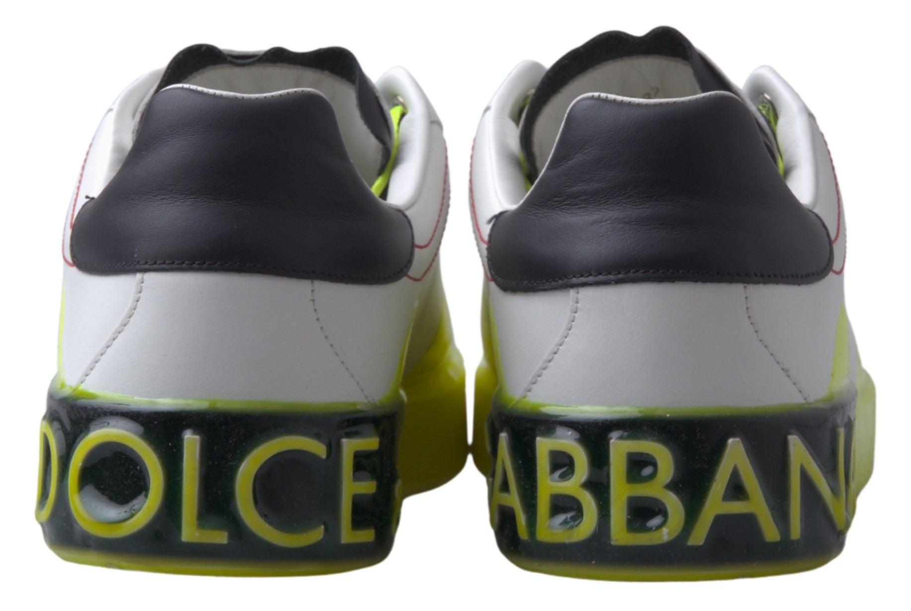 Dolce & Gabbana Weiße Gelbe Portofino Leder Sneaker Schuhe