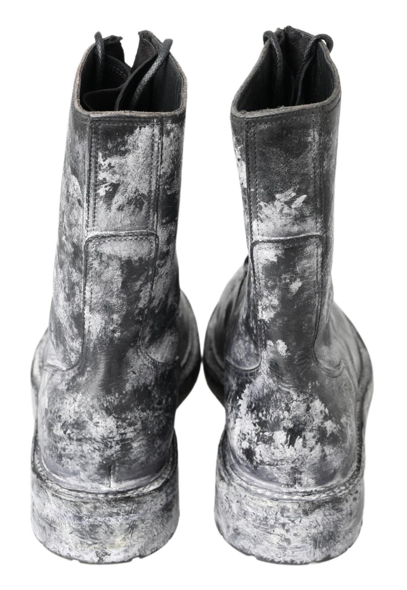Dolce & Gabbana Bottines Mi-mollet en Cuir Noir et Gris
