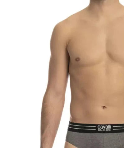 Cavalli Class Gray Cotton Men Underwear Trio Pack