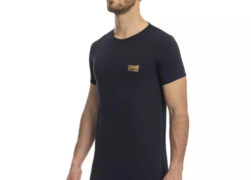 Cavalli Class Blue Cotton Men T-Shirt