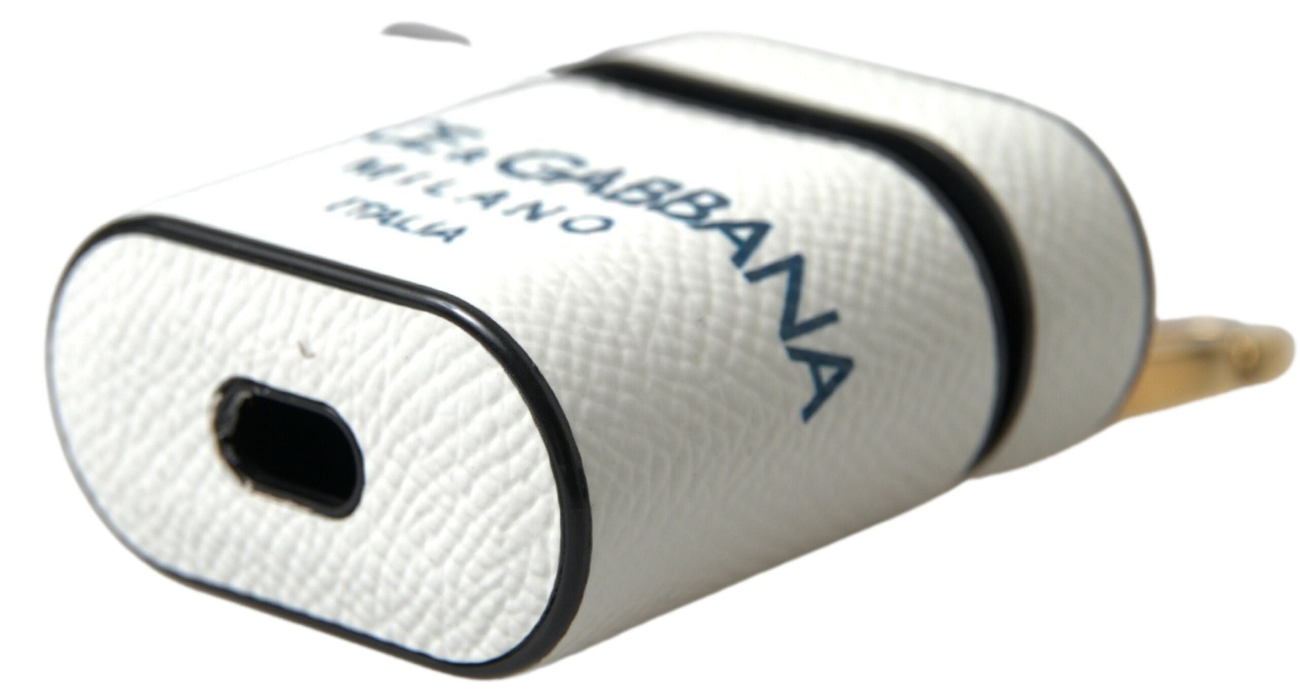 Dolce & Gabbana AirPods-Hülle aus weißem und blauem Kalbsleder mit Logoprint und Riemen
