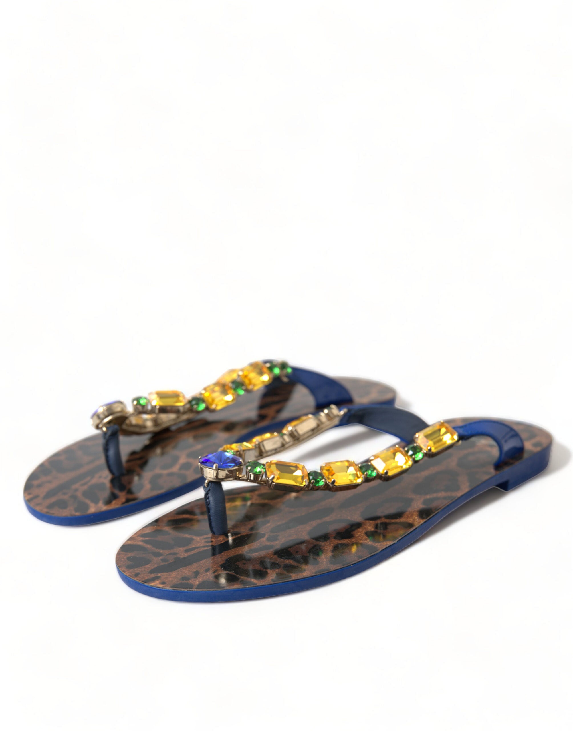 Sandales plates Dolce & Gabbana Blue Crystals Chaussures de plage