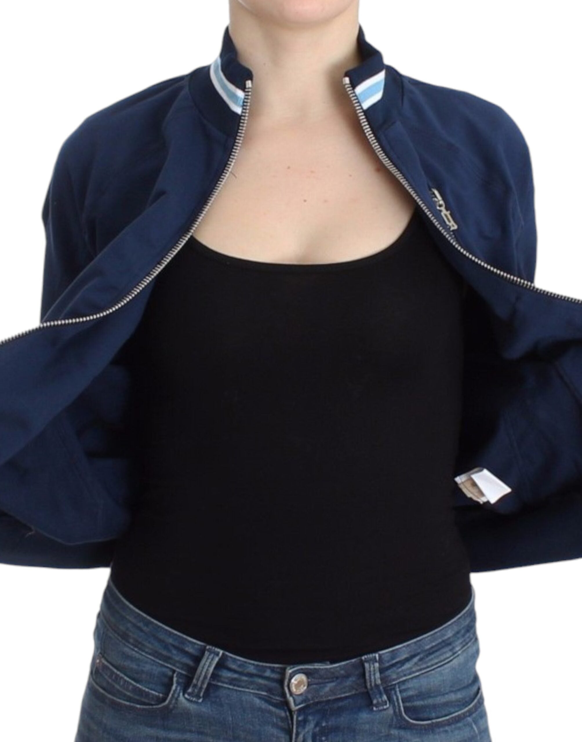 Cardigan en coton bleu zippé John Galliano