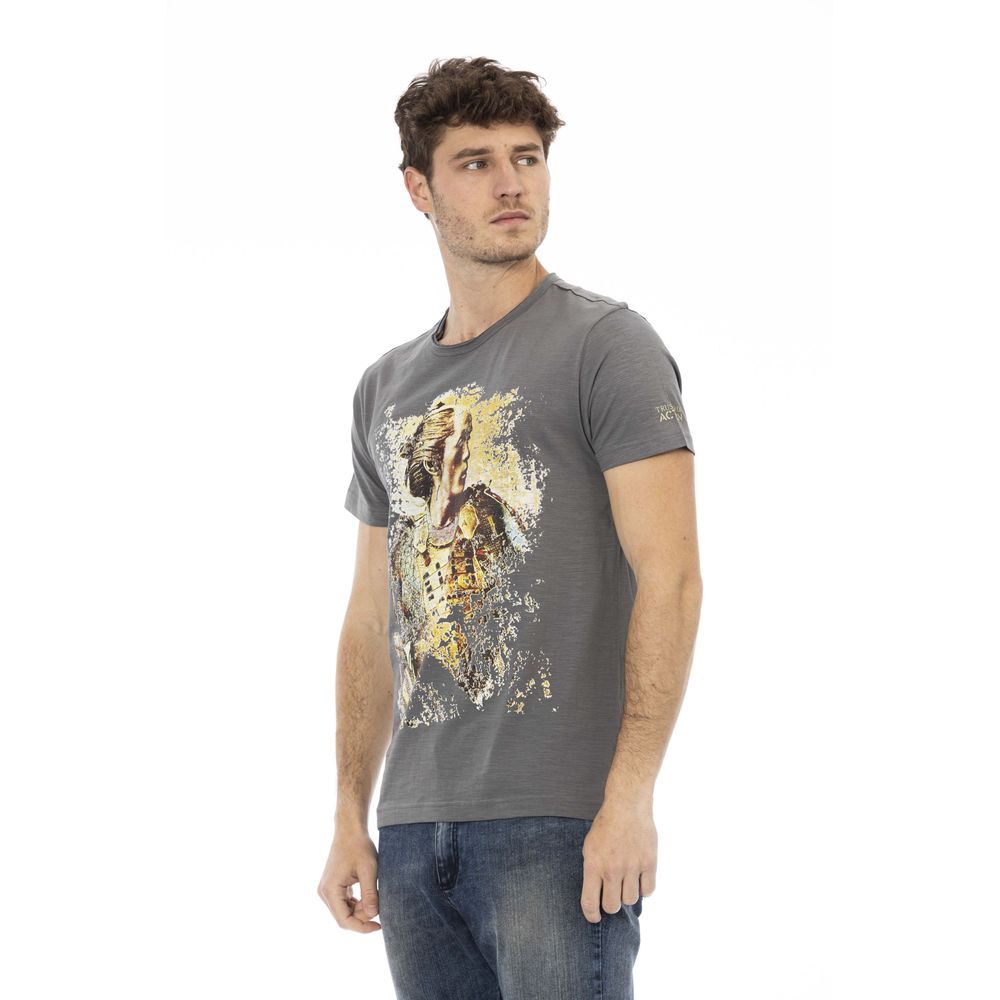 Trussardi Action Graues Baumwoll-Herren-Kurzarm-T-Shirt
