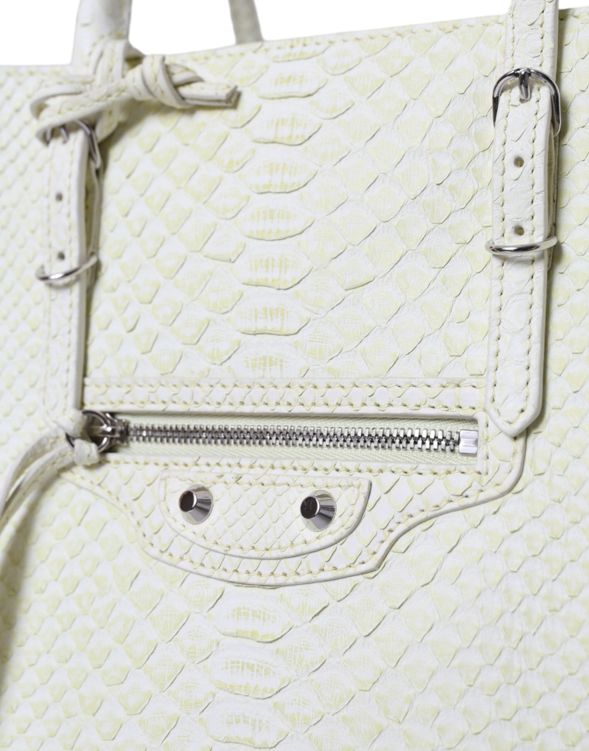 Balenciaga White Yellow Exotic Skin Leather Shopping Tote PAPIER Bag