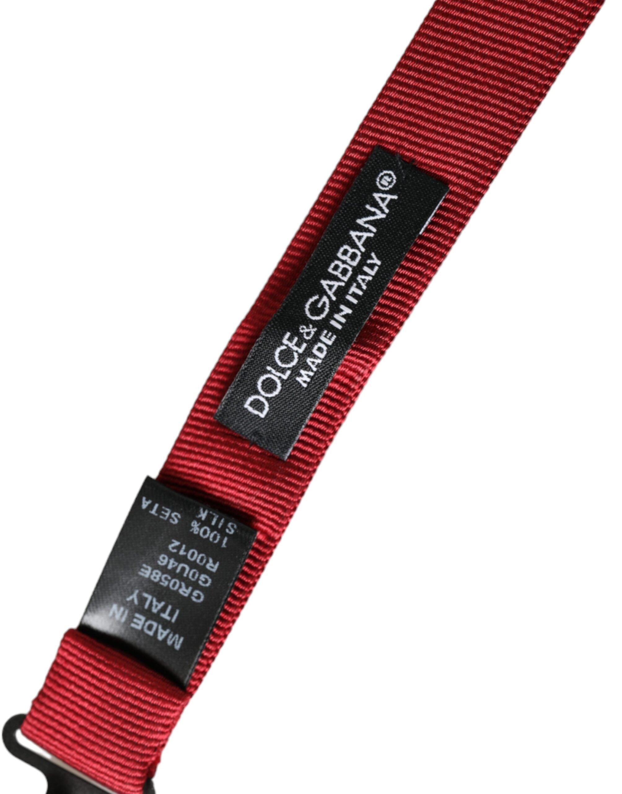 Dolce & Gabbana Rote Seidenjacquard verstellbare Herrenfliege