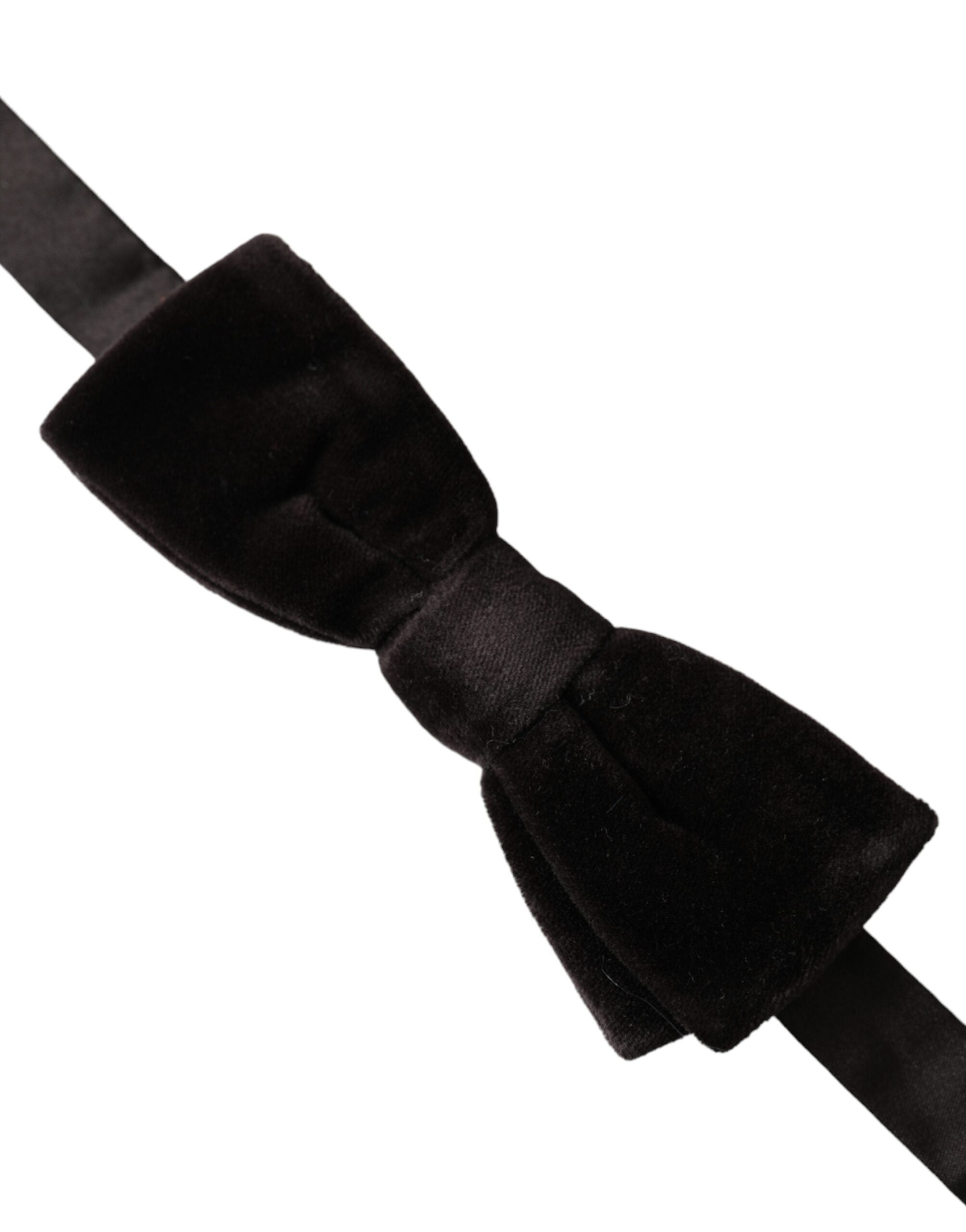 Dolce & Gabbana Schwarze Samt-Baumwoll Herrenfliege mit verstellbarem Halsband