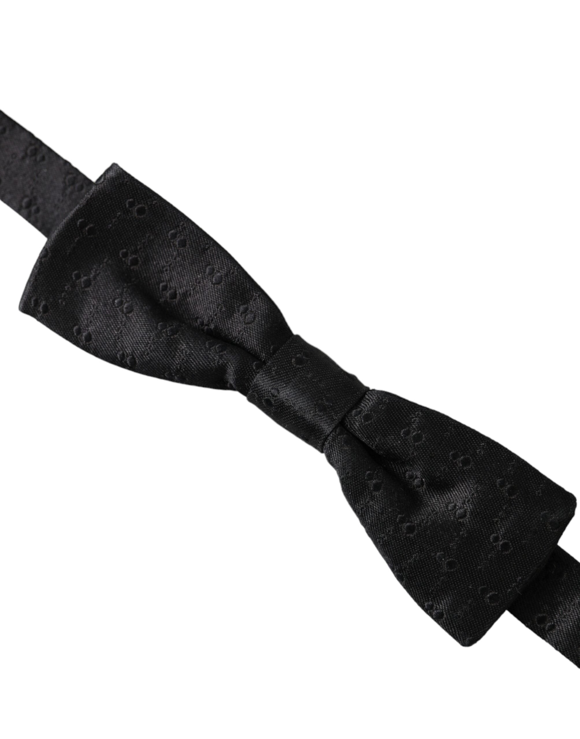Dolce & Gabbana Schwarze Seiden-Fliege für Herren mit Muster und verstellbarem Halsband