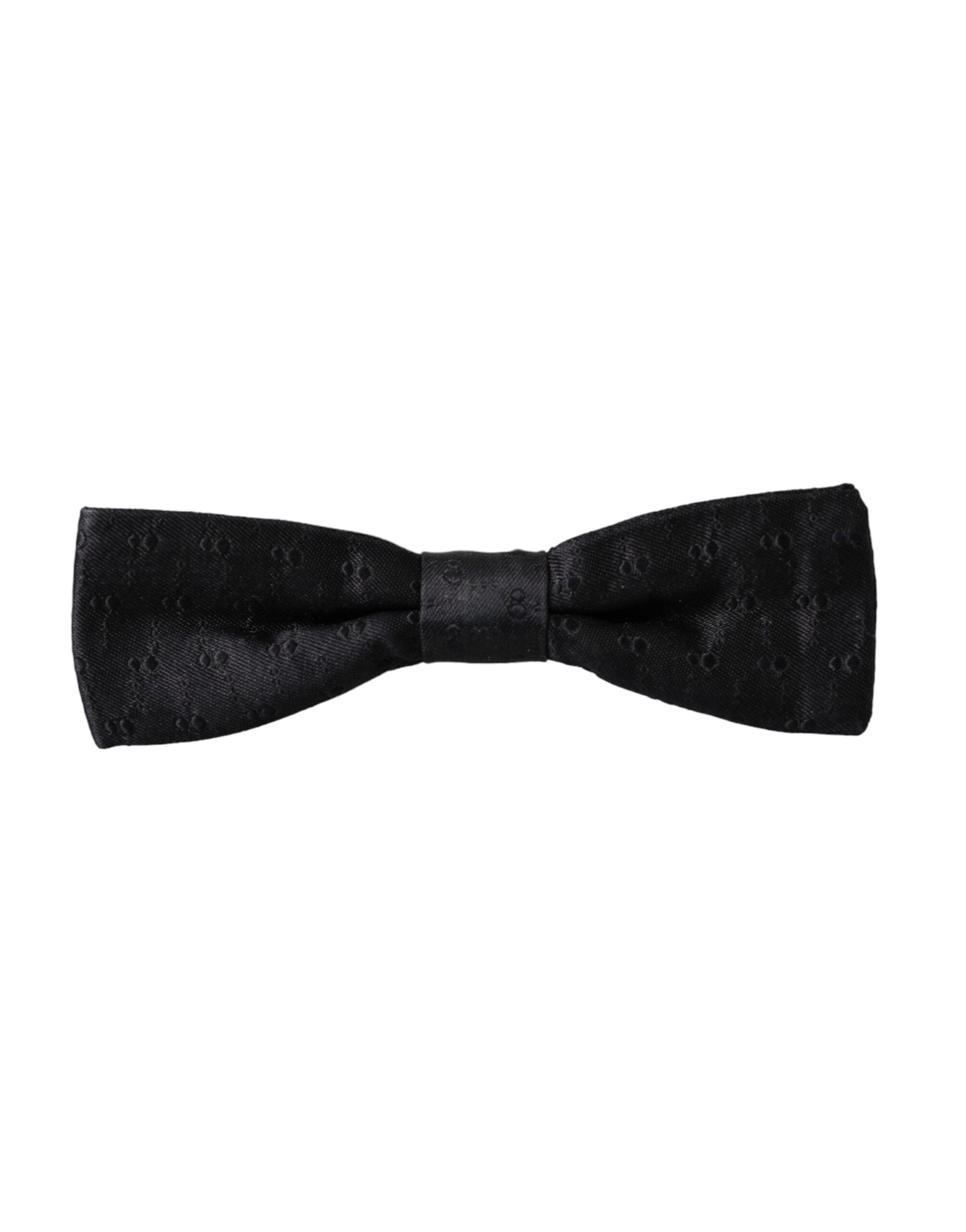 Dolce & Gabbana Schwarze Seiden-Fliege für Herren mit Muster und verstellbarem Halsband