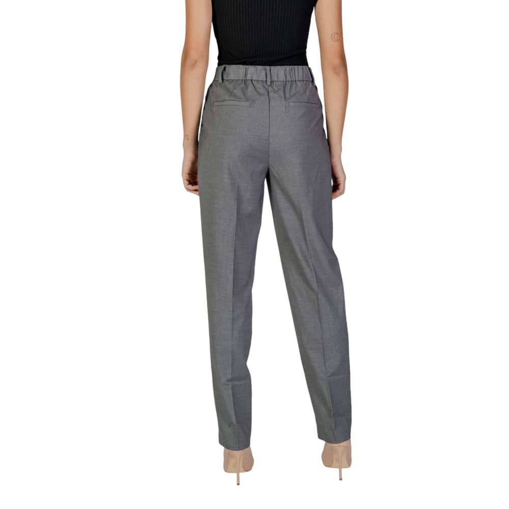 Vila Clothes Gray Polyester Pant