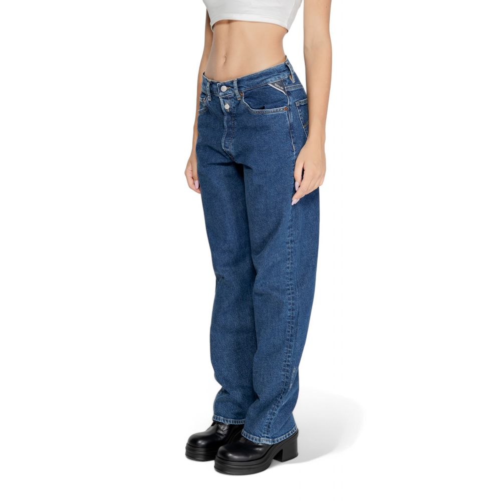 Replay Blue Cotton Mom Jeans