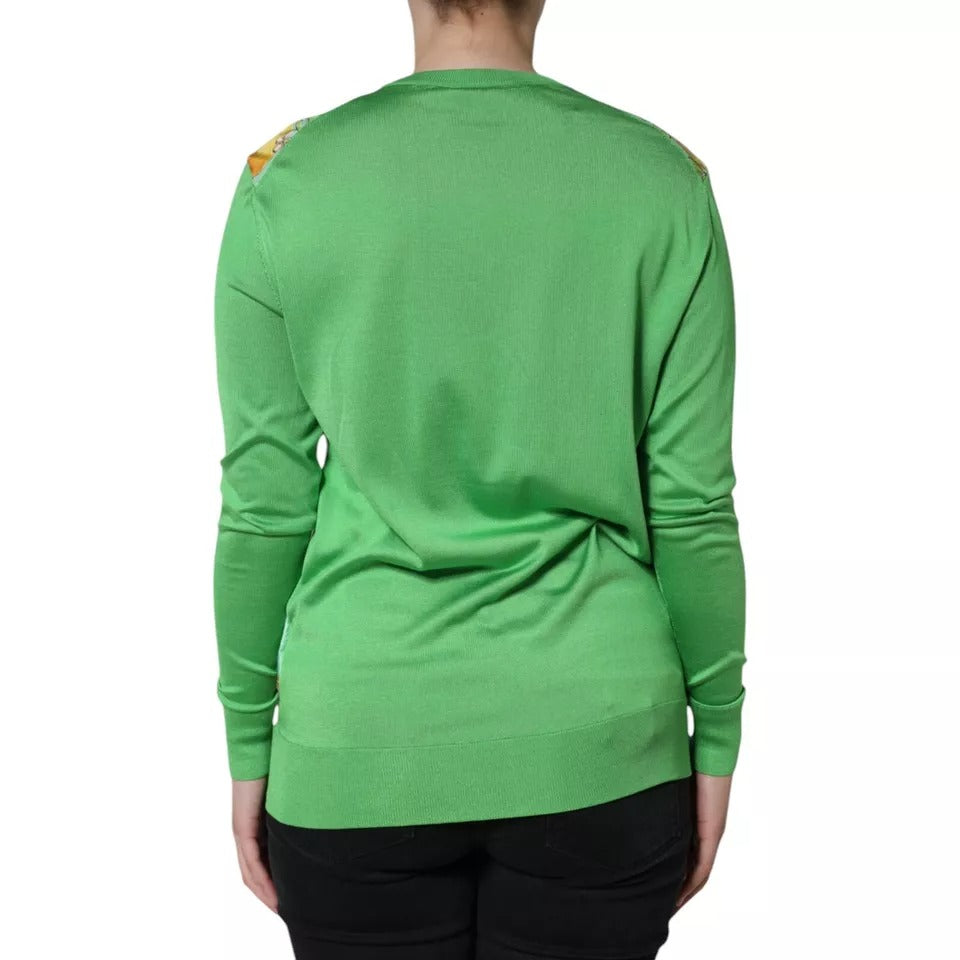 Dolce & Gabbana Grüner Seidenpullover „Granita Al Limone“ mit langen Ärmeln