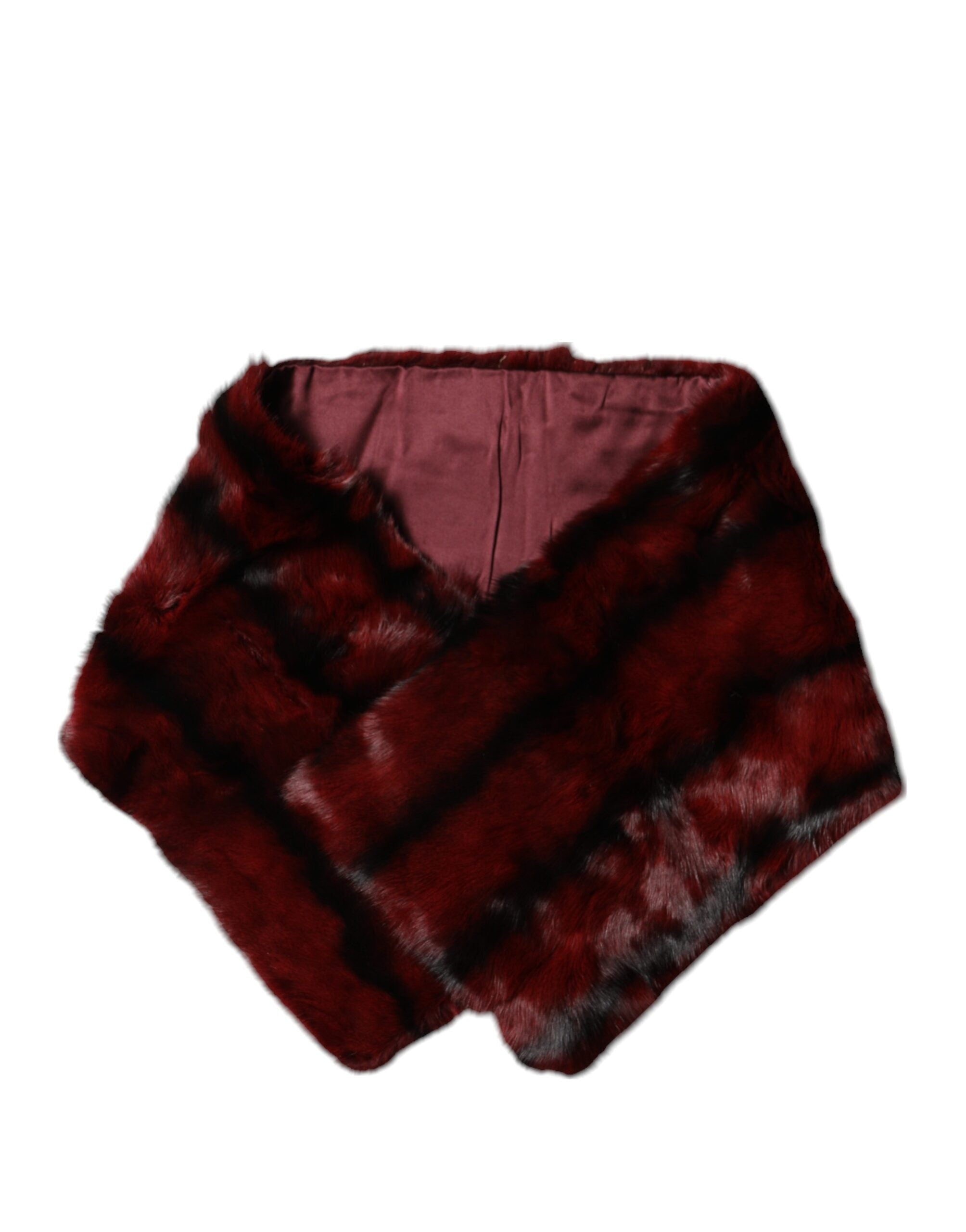 Dolce & Gabbana Schwarzer Rot-Streifen Pelzschal Halstuch