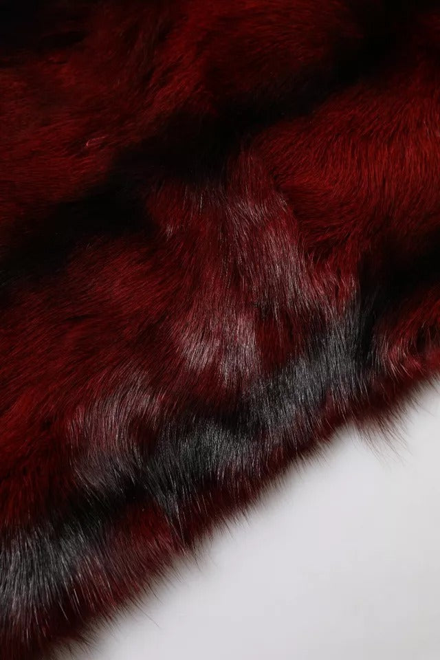 Dolce & Gabbana Schwarzer Rot-Streifen Pelzschal Halstuch