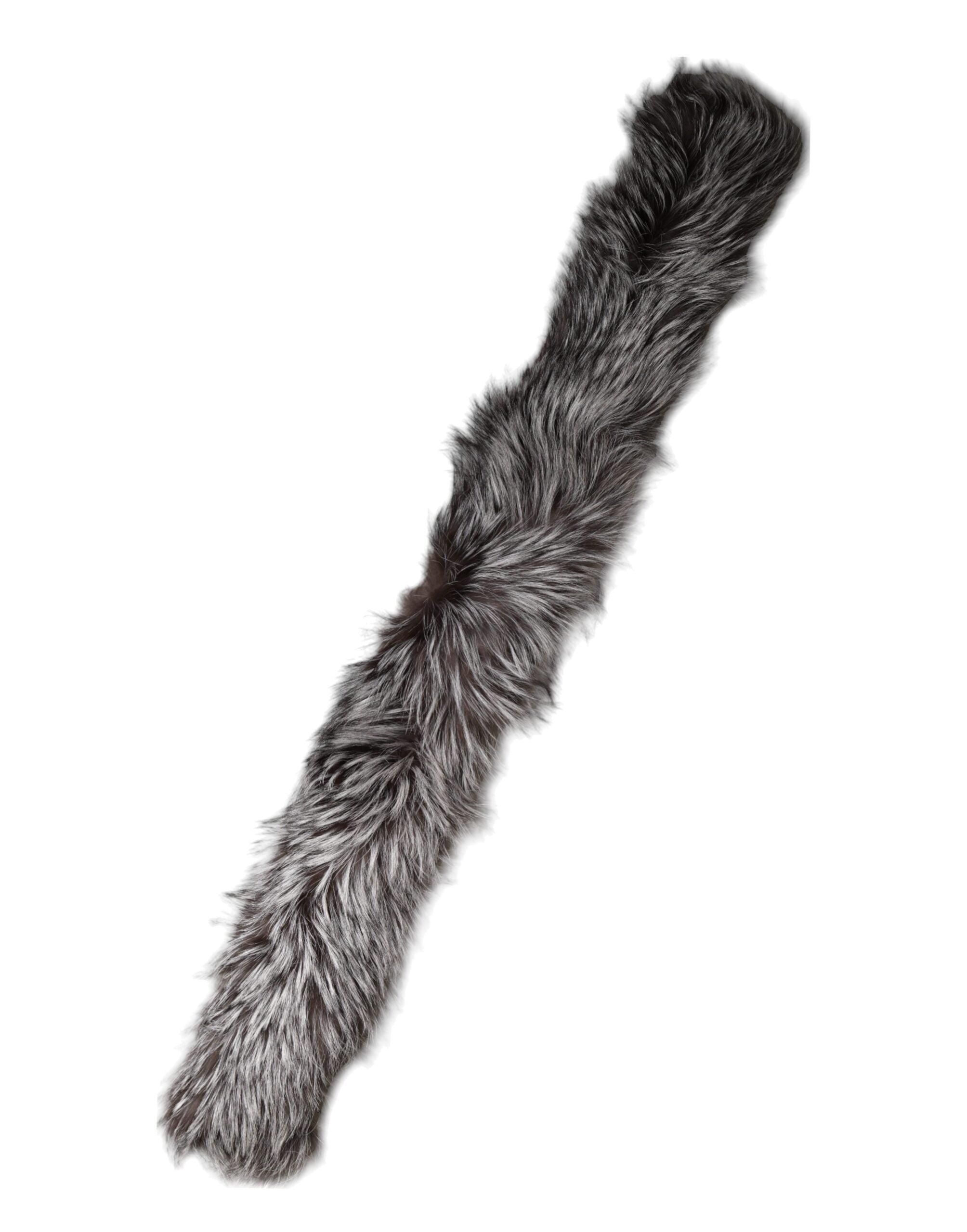 Dolce & Gabbana Grauer Fuchspelz-Nackenwärmer Winterschal