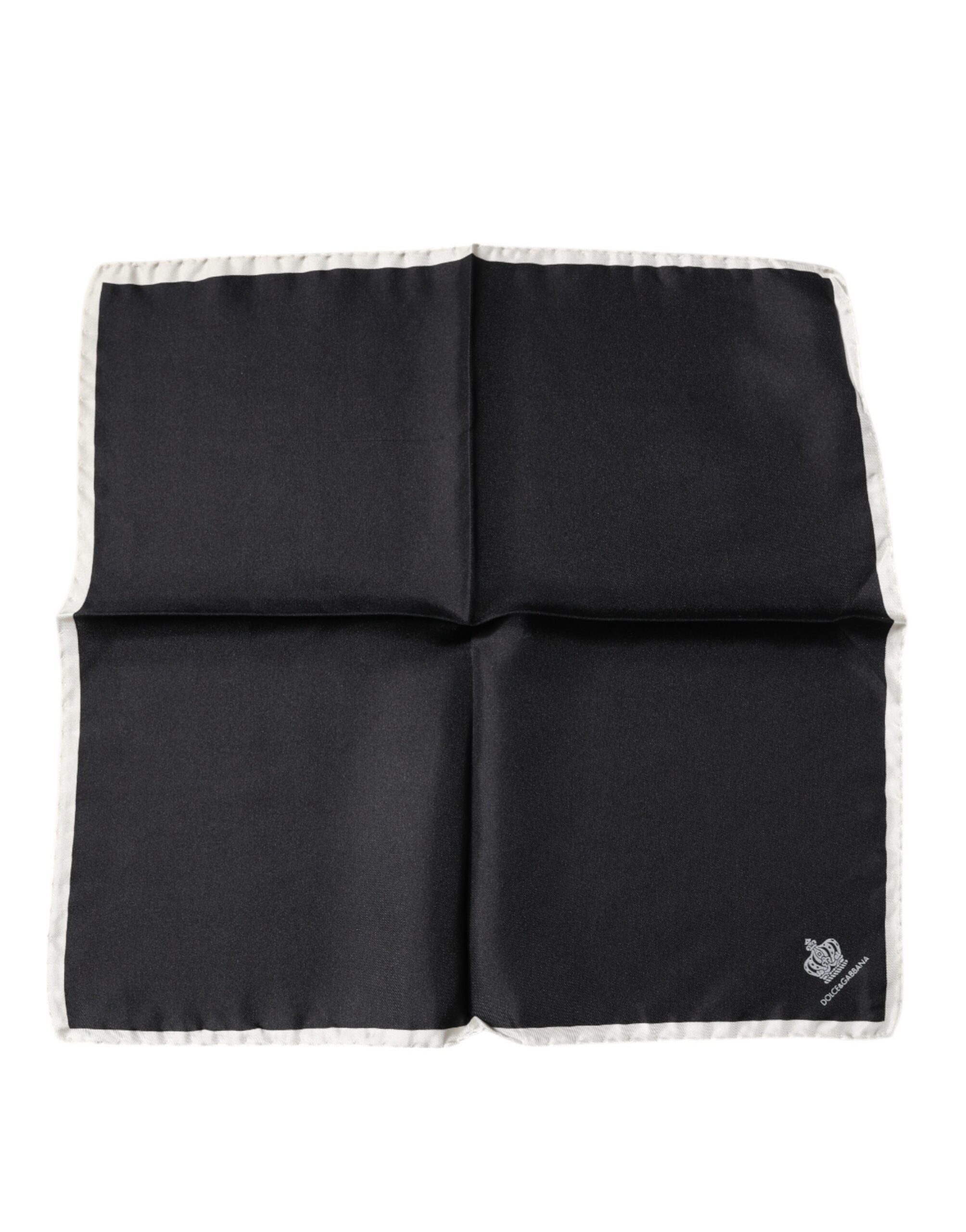 Dolce & Gabbana Black Crown Logo Square Handkerchief Scarf