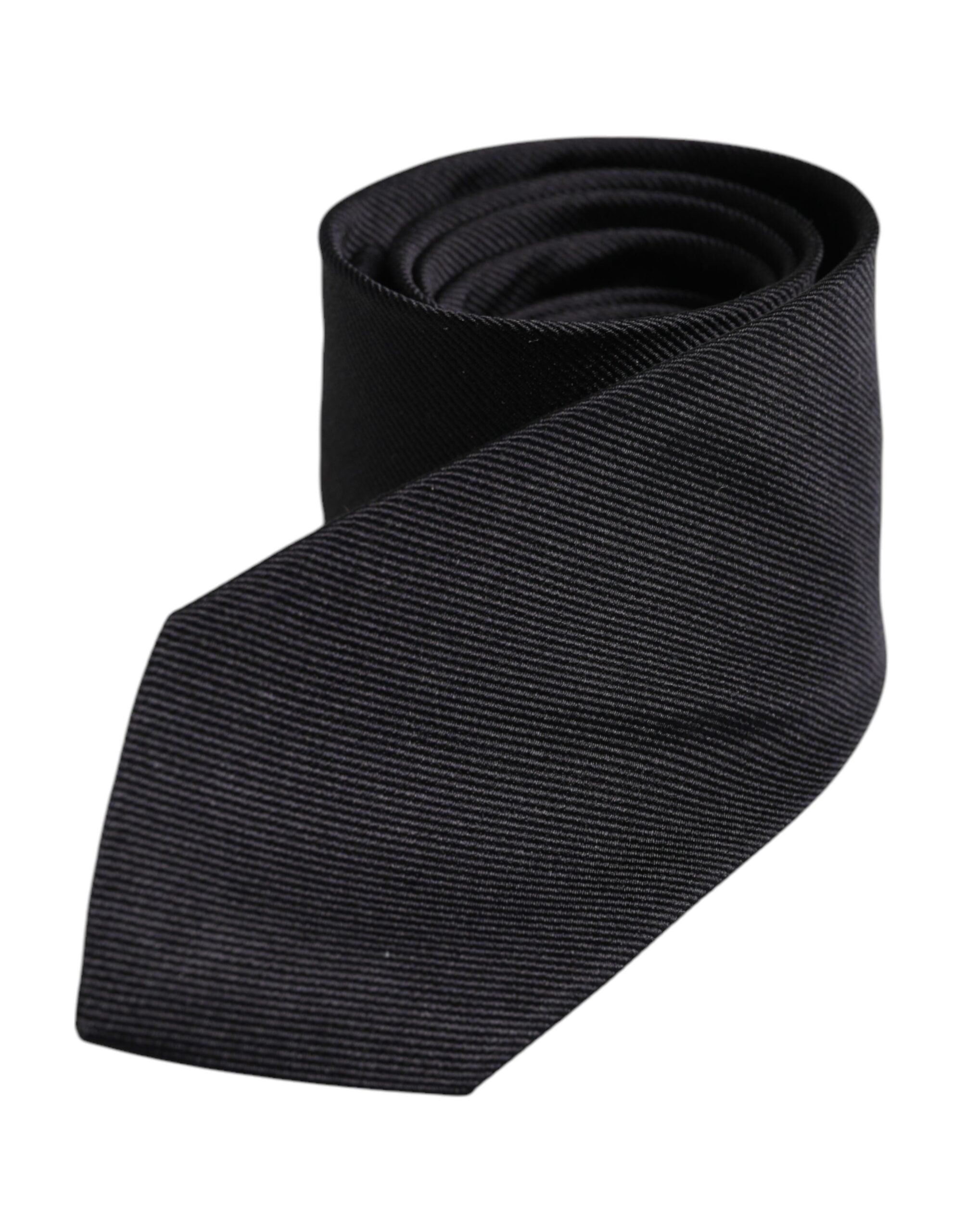 Dolce & Gabbana Black Solid Silk Adjustable Necktie Tie