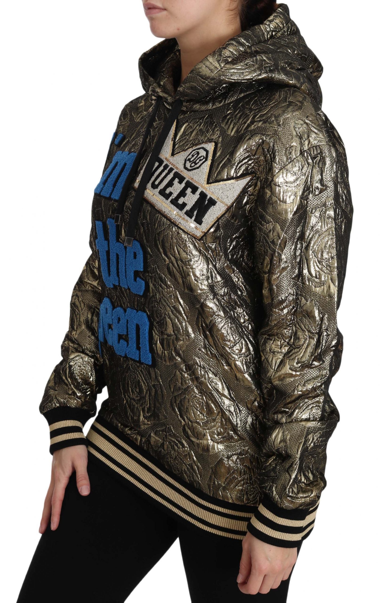 Sweat à capuche en jacquard doré Dolce & Gabbana I'm The Queen
