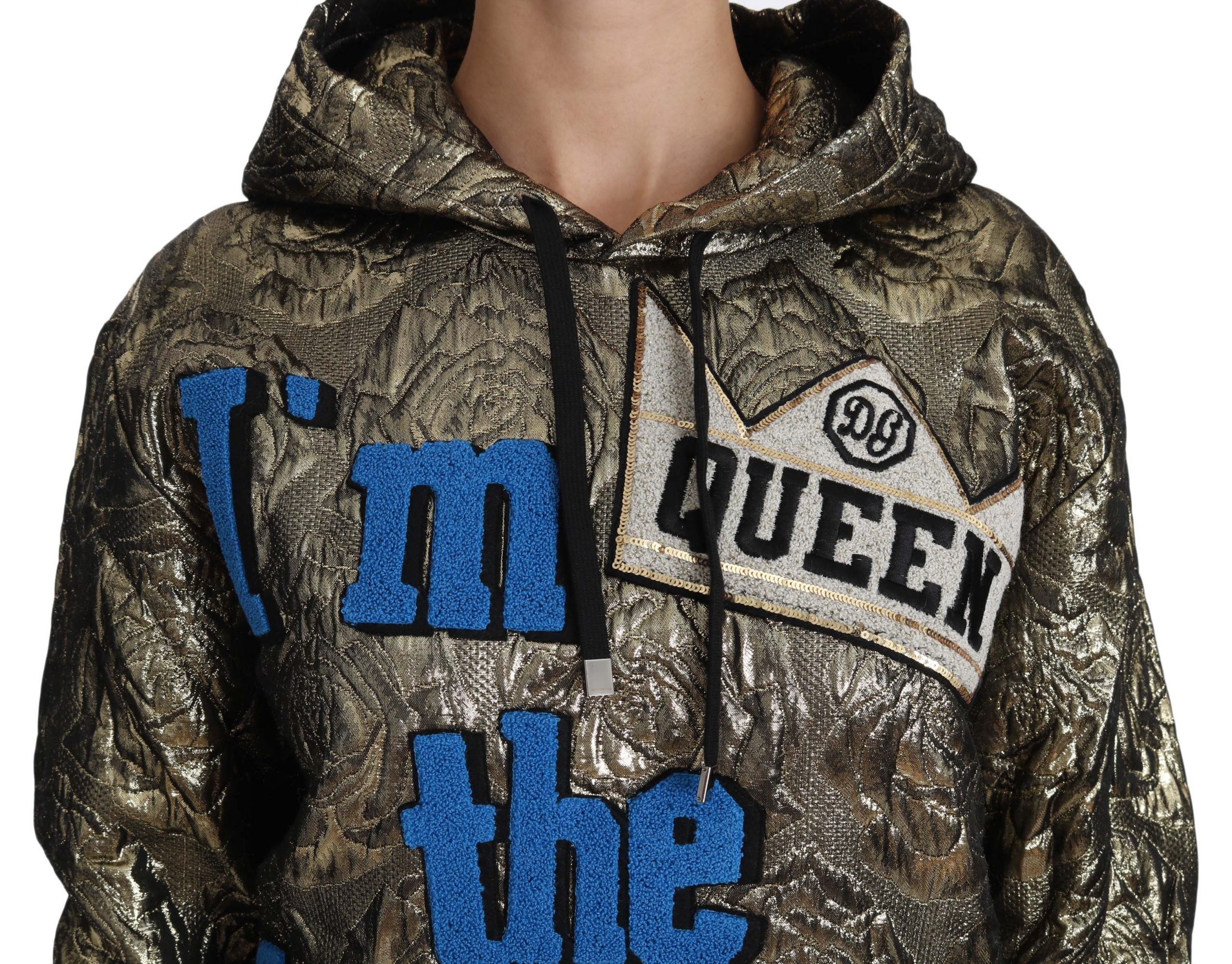 Sweat à capuche en jacquard doré Dolce & Gabbana I'm The Queen