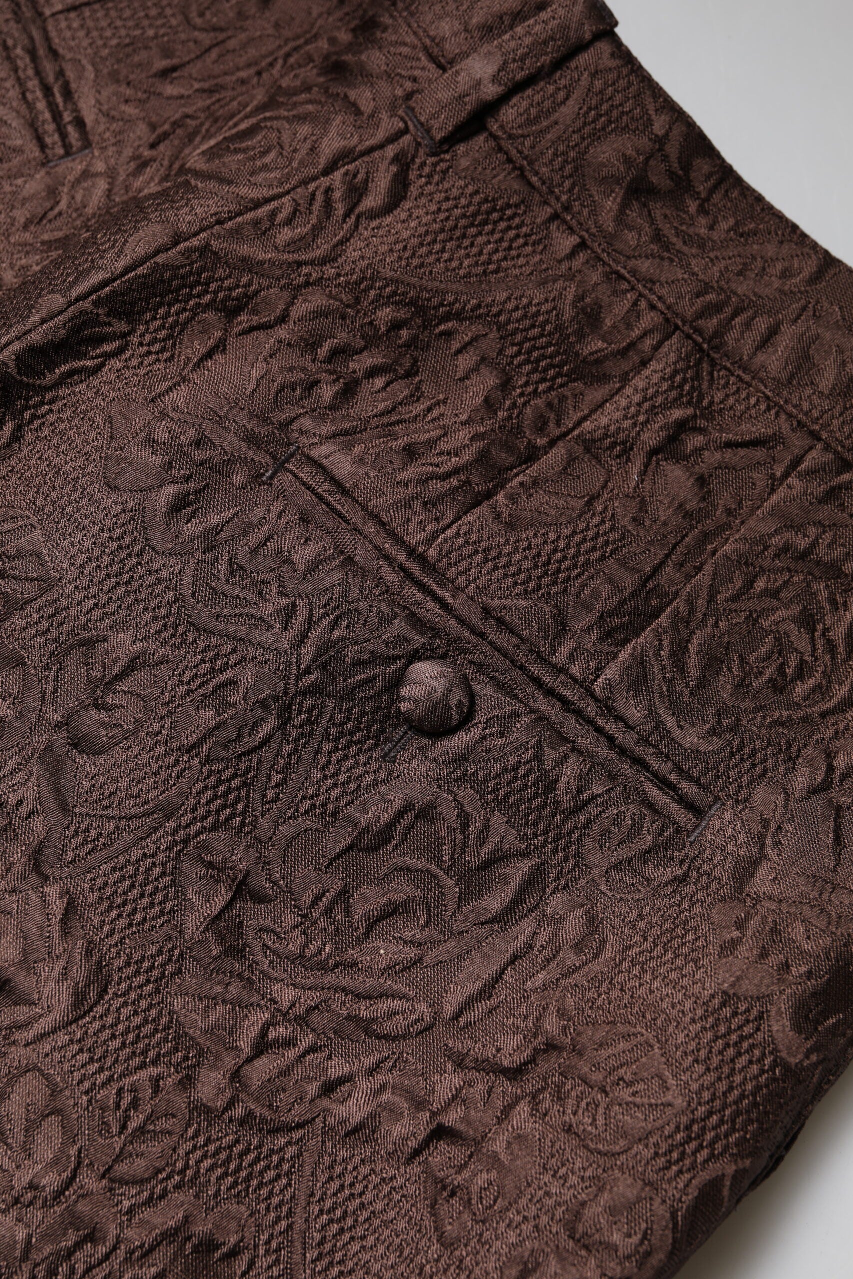 Dolce & Gabbana Braune florale Brokat-Mini-Short mit mittlerer Bundhöhe