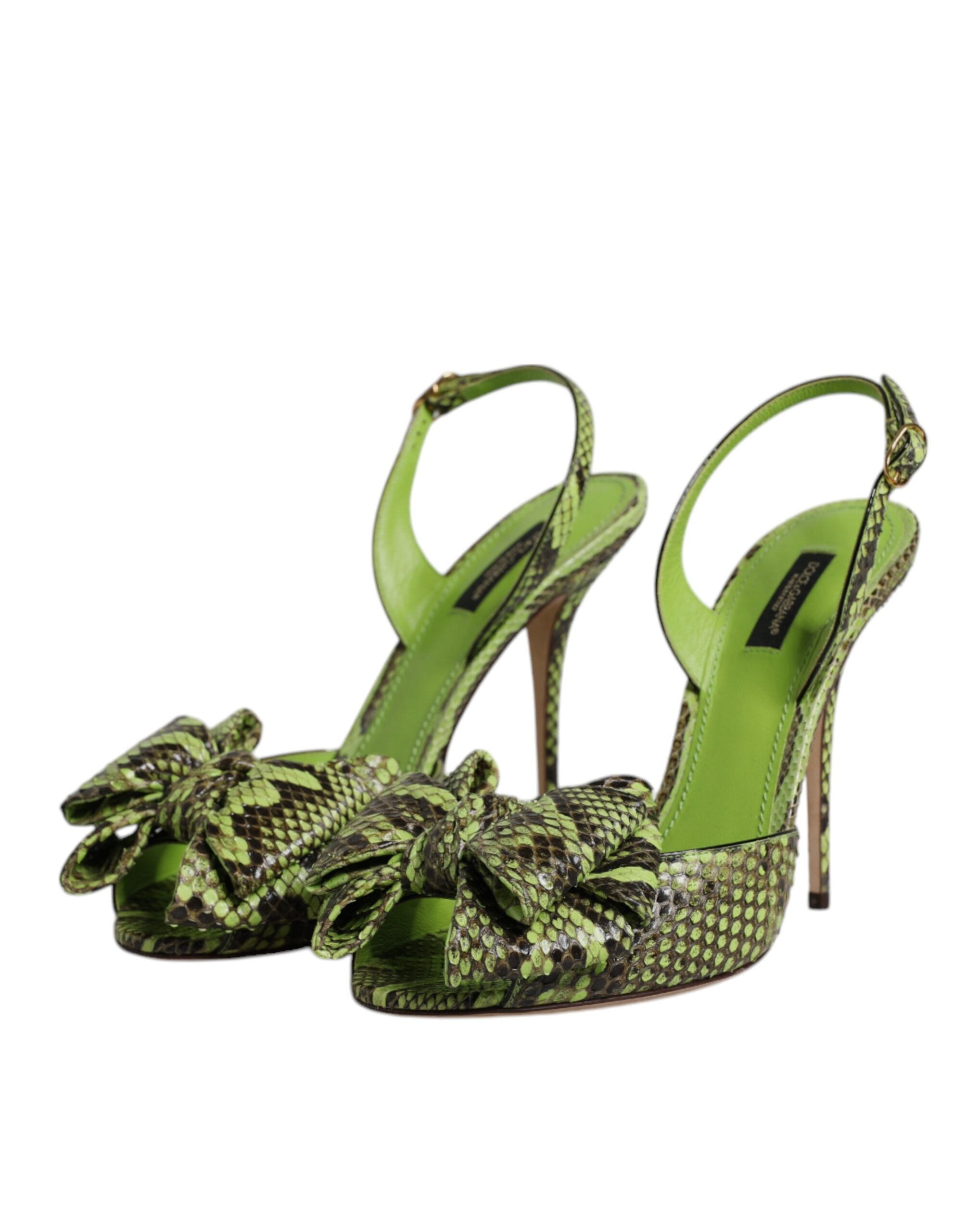Chaussures Sandales à Talons Dolce & Gabbana en Cuir de Python Vert