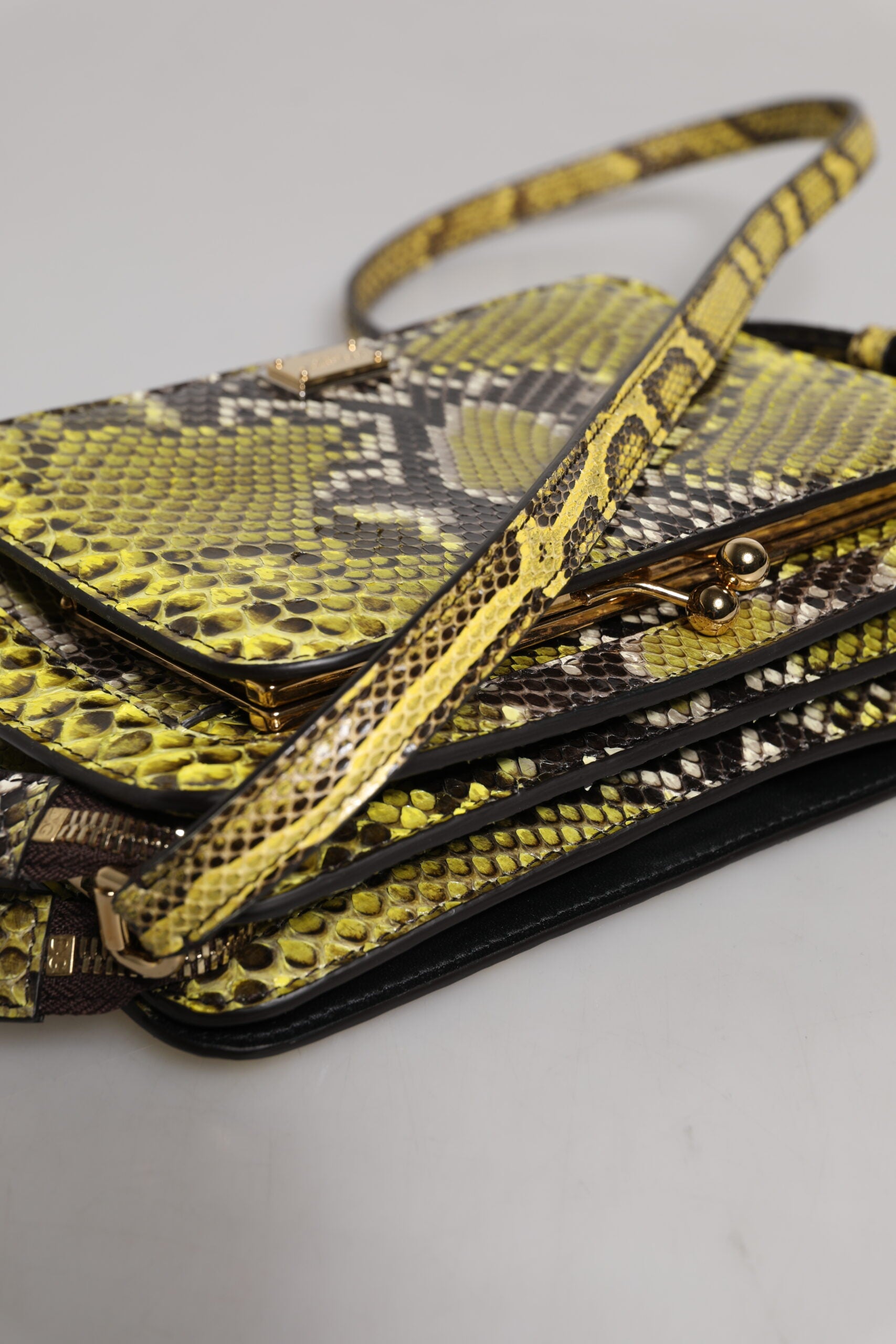 Dolce & Gabbana Green Exotic Leather DG Plaque Crossbody Clutch Bag