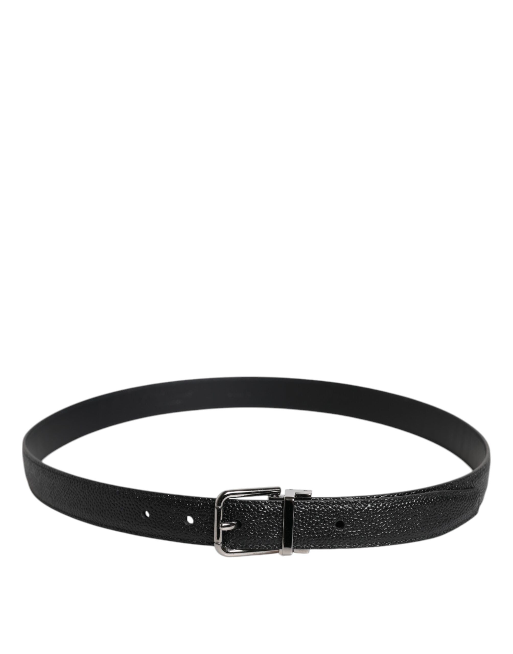 Ceinture Dolce & Gabbana en cuir de veau noir avec boucle métallique classique