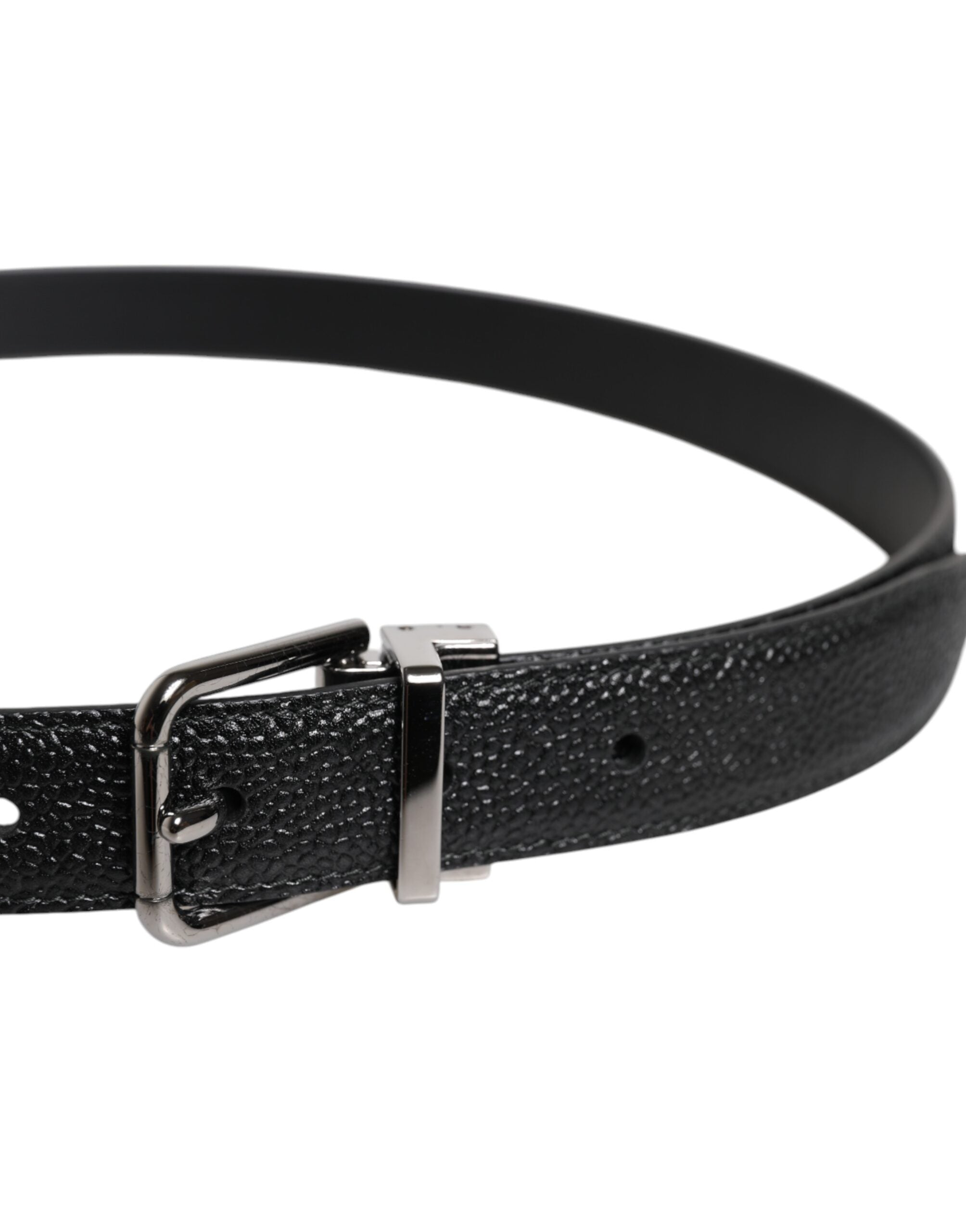 Ceinture Dolce & Gabbana en cuir de veau noir avec boucle métallique classique