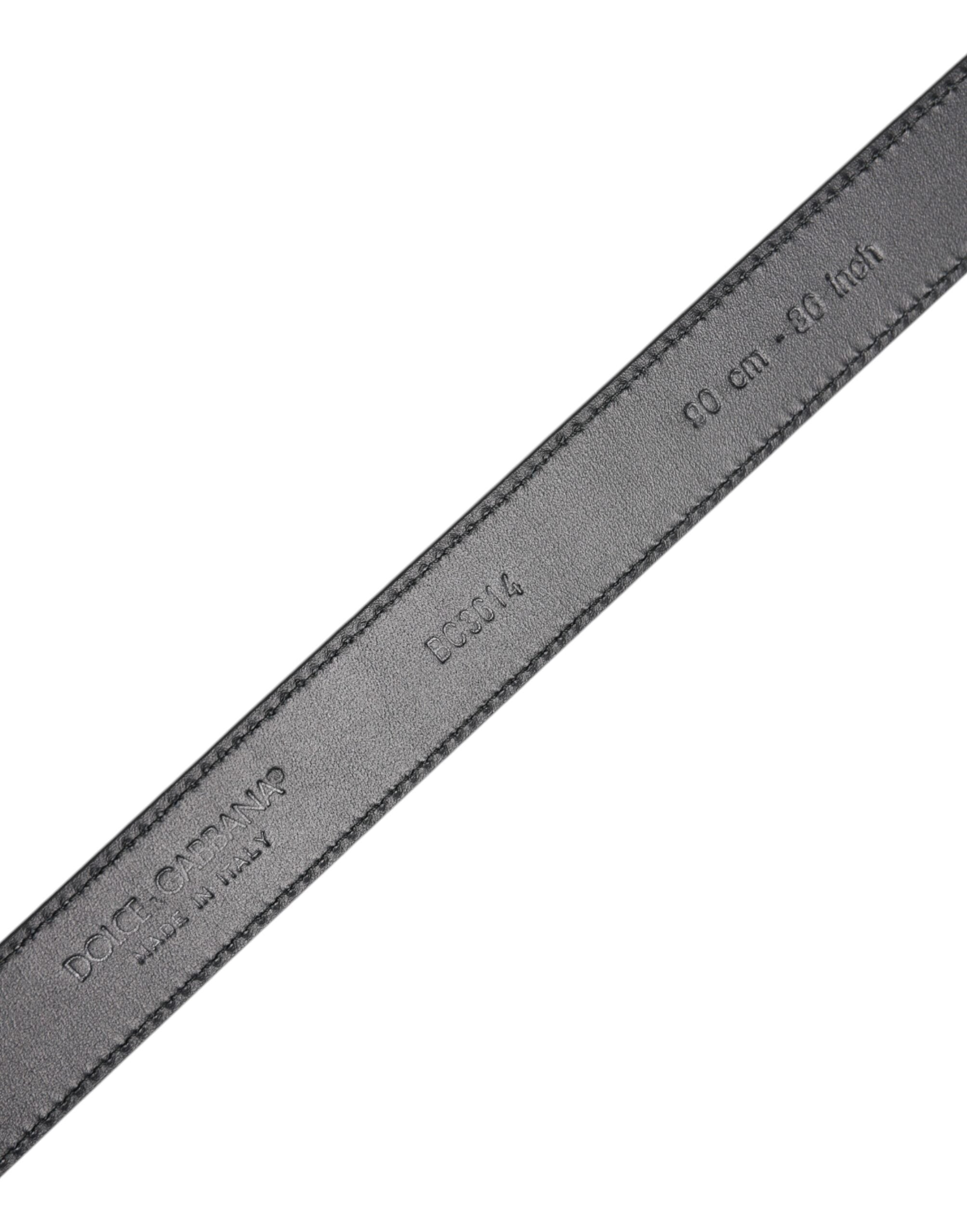 Ceinture Dolce & Gabbana en cuir de veau noir avec boucle métallique classique