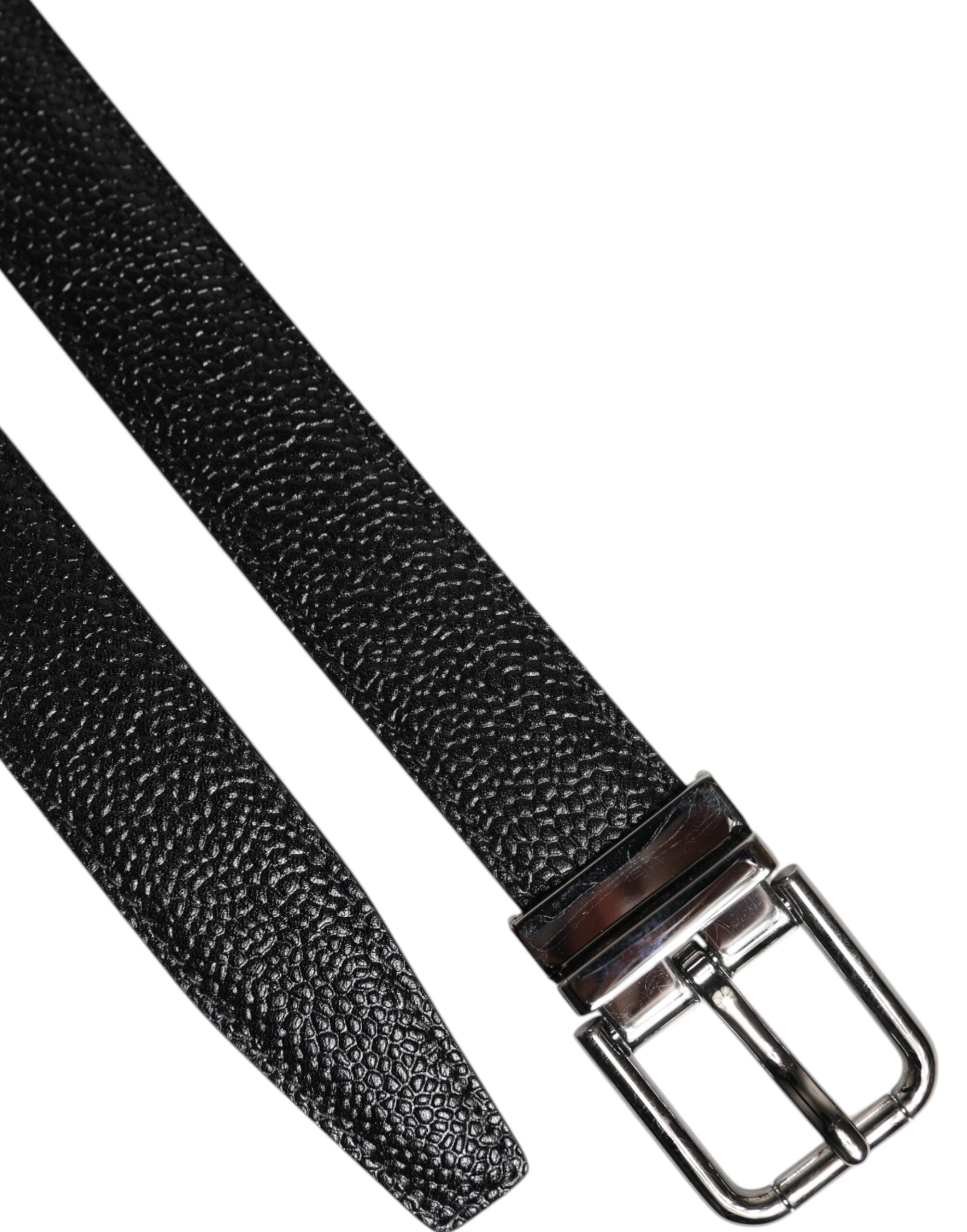 Ceinture Dolce & Gabbana en cuir de veau noir avec boucle métallique classique
