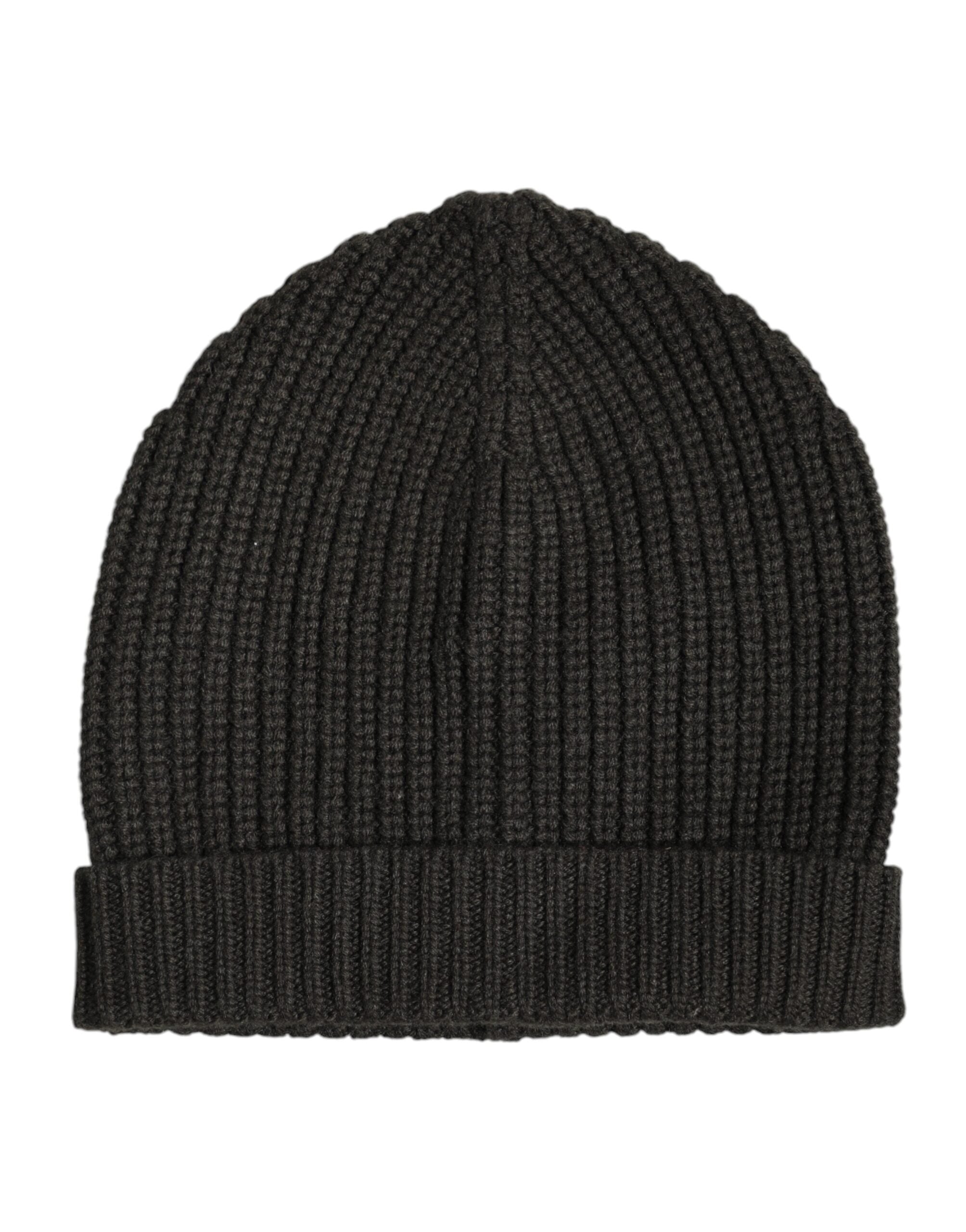 Dolce & Gabbana Dark Gray Cashmere Knit Winter Beanie Hat