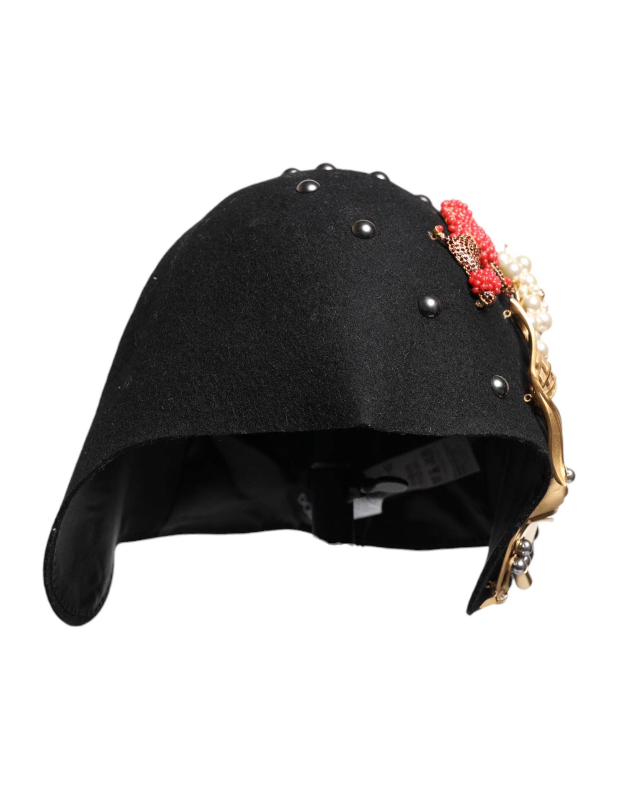 Chapeau cloche Dolce & Gabbana en laine noire orné de motifs multicolores