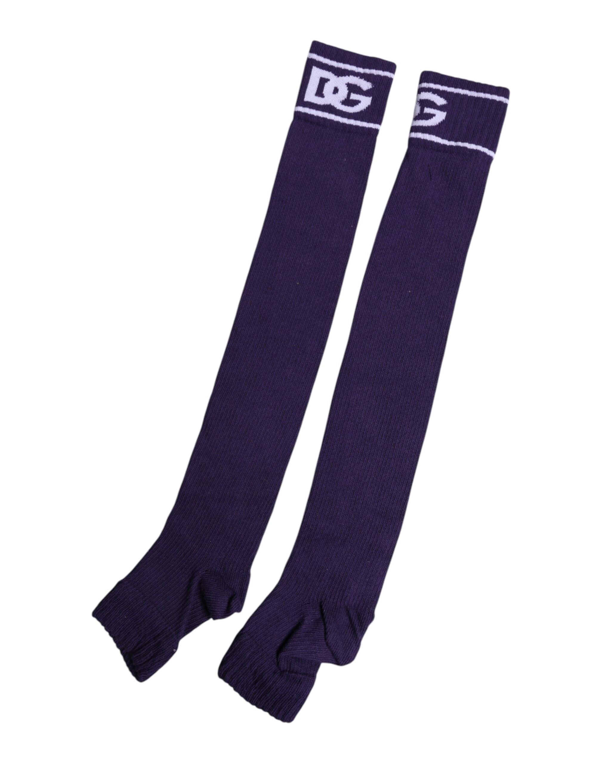 Dolce & Gabbana Lila Baumwolle DG Logo Print Offene Zehen Socken