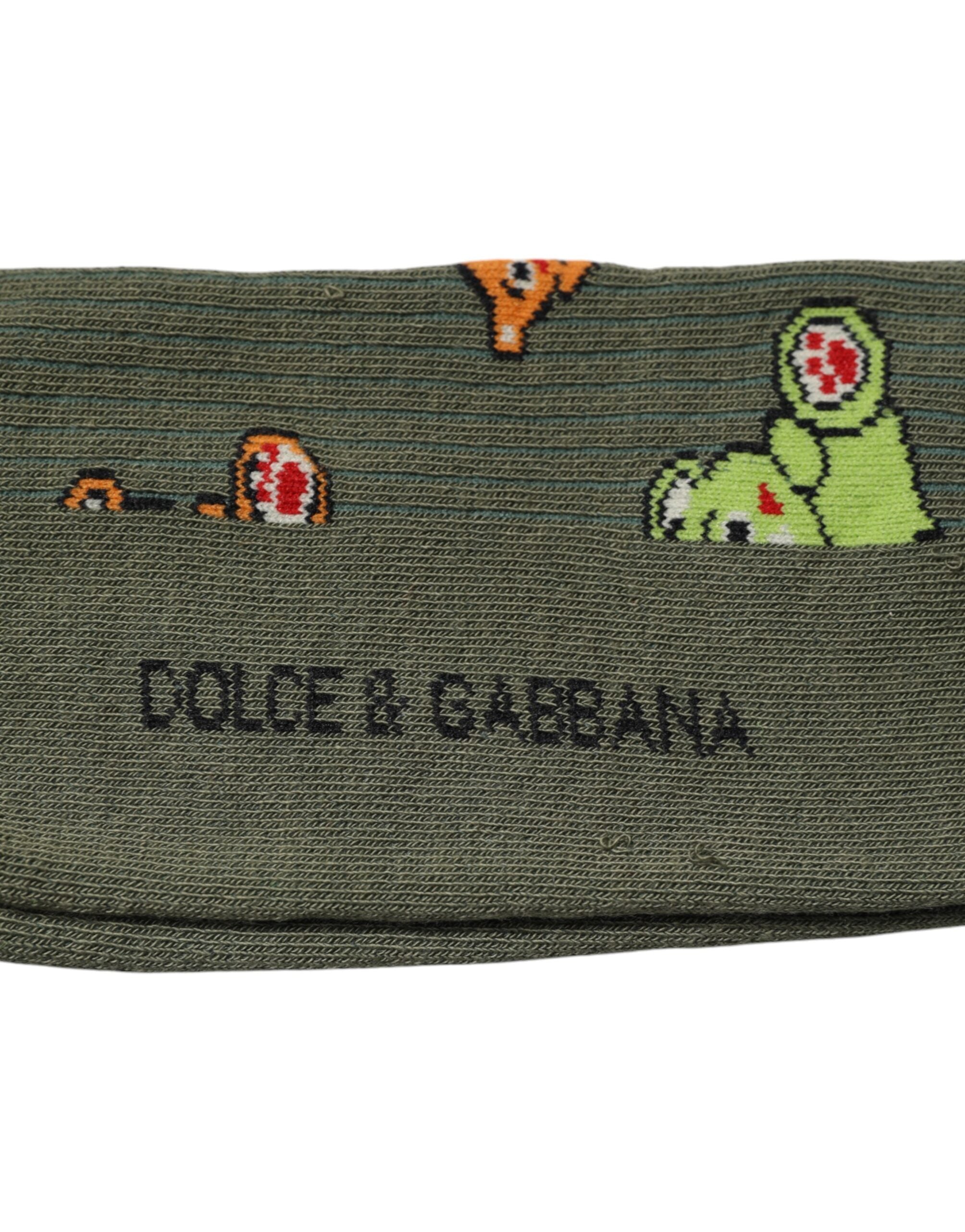Chaussettes mi-mollet Dolce & Gabbana en nylon vert imprimé ours DG
