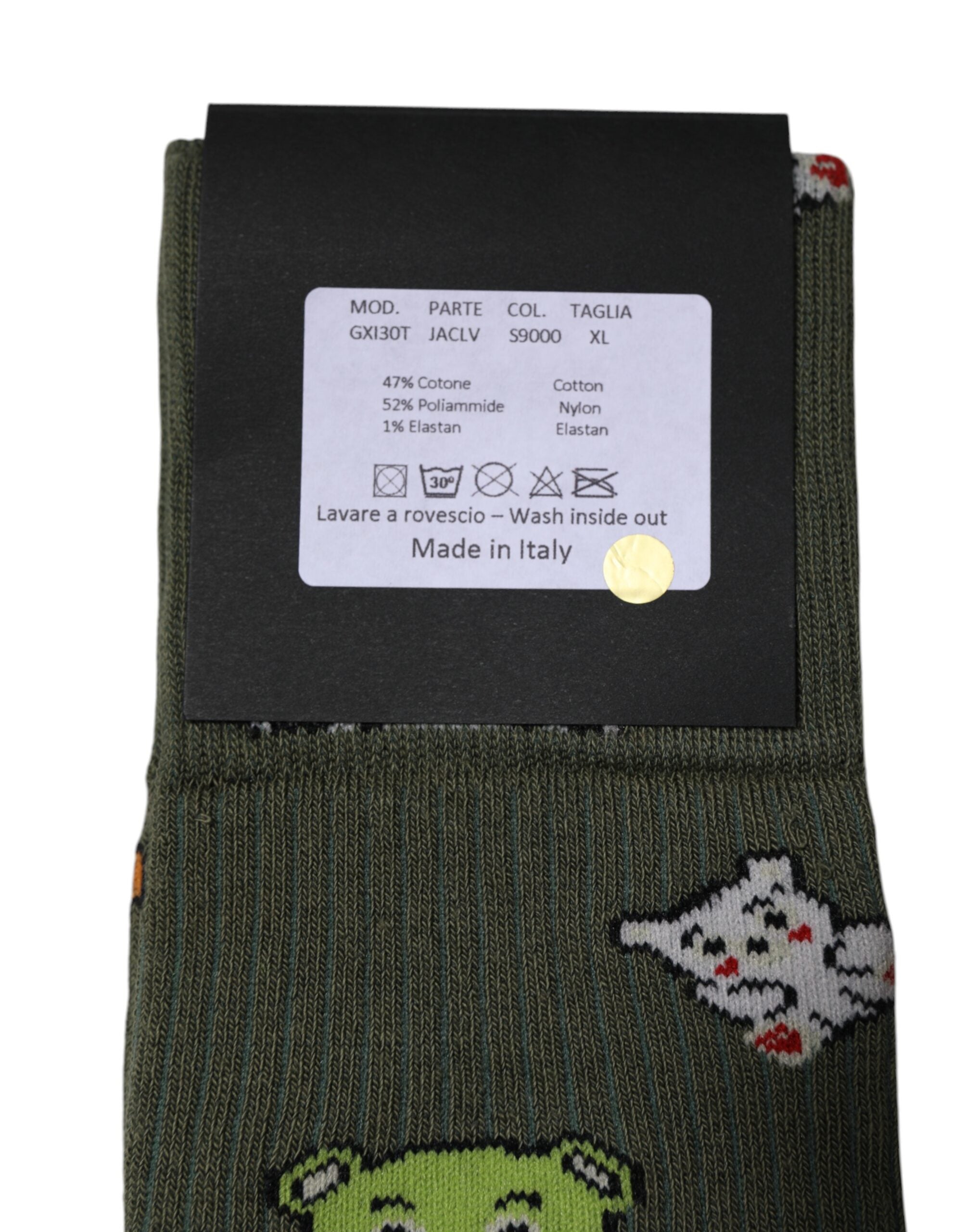 Chaussettes mi-mollet Dolce & Gabbana en nylon vert imprimé ours DG