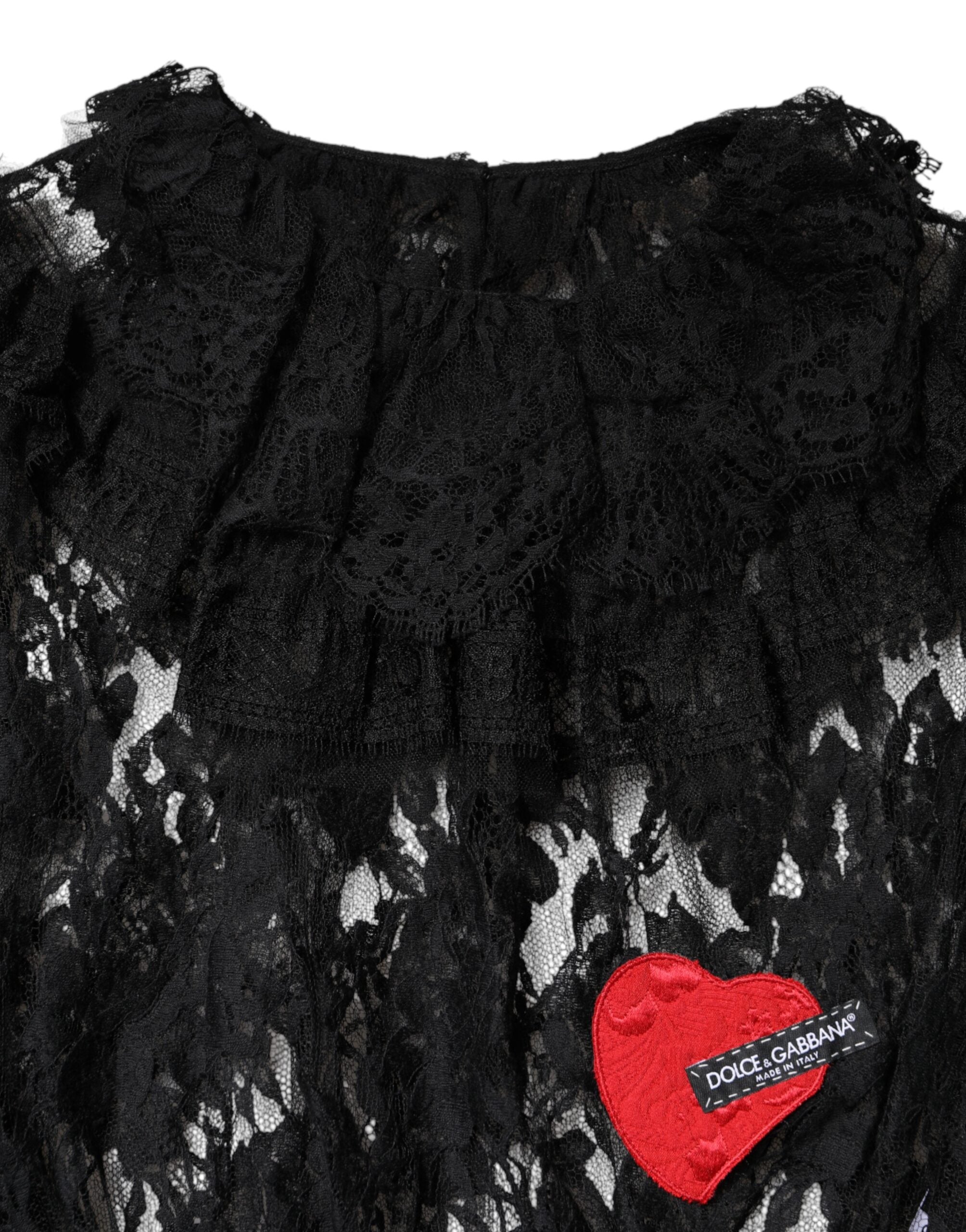Dolce & Gabbana Schwarze Damenbluse aus Baumwolle mit Blumenstickerei