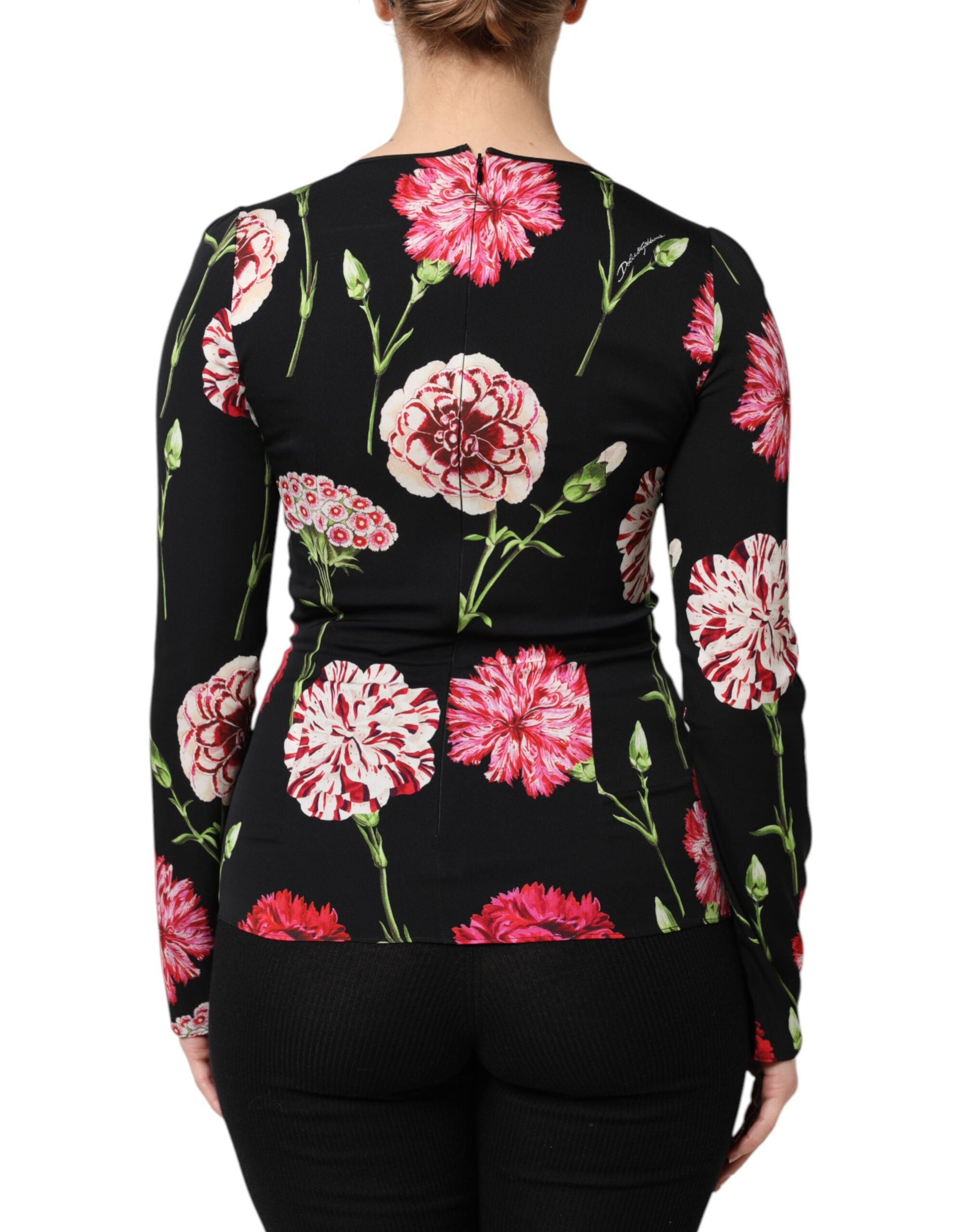 Dolce & Gabbana Schwarze Blumenbluse mit langen Ärmeln für Damen
