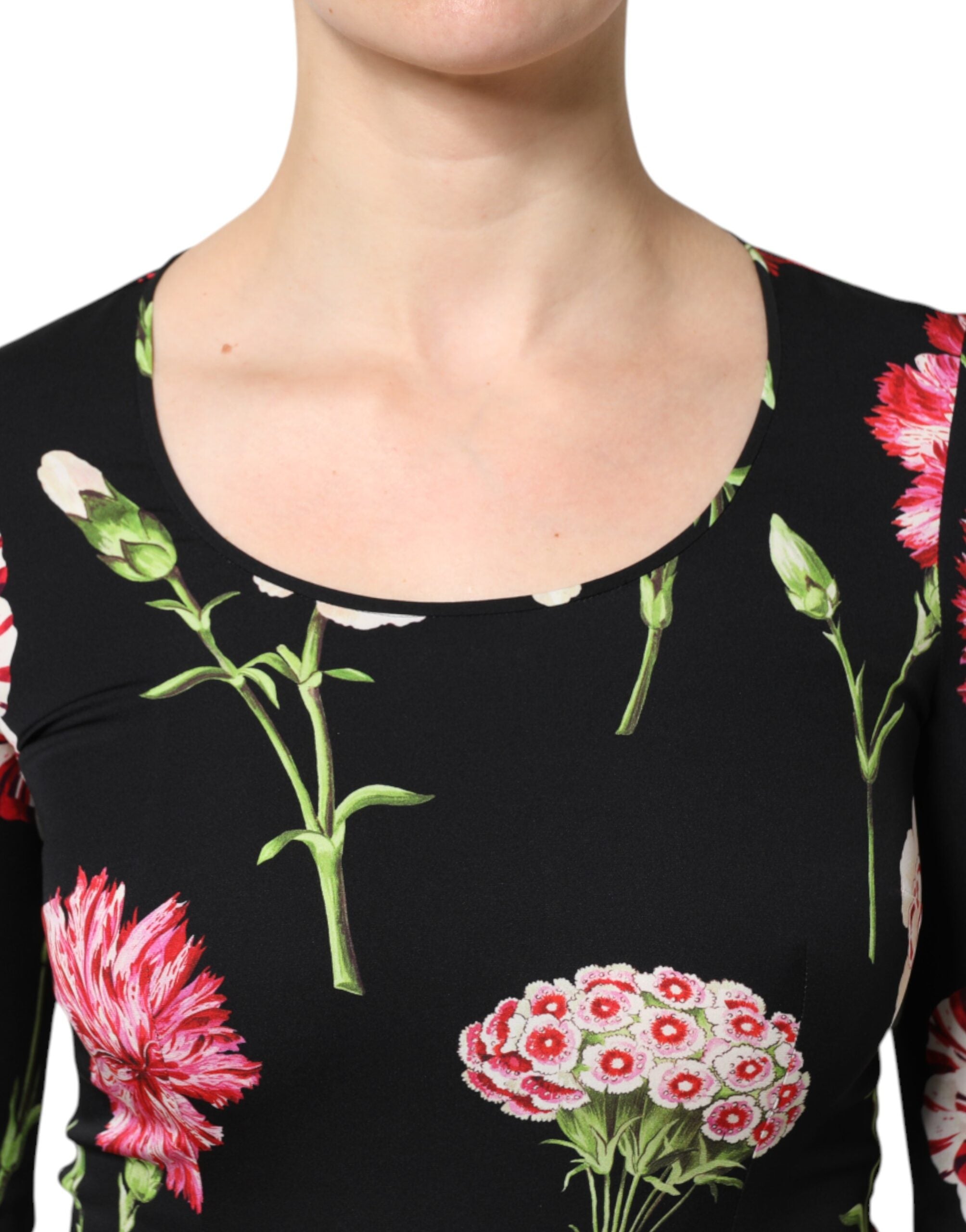 Dolce & Gabbana Schwarze Blumenbluse mit langen Ärmeln für Damen