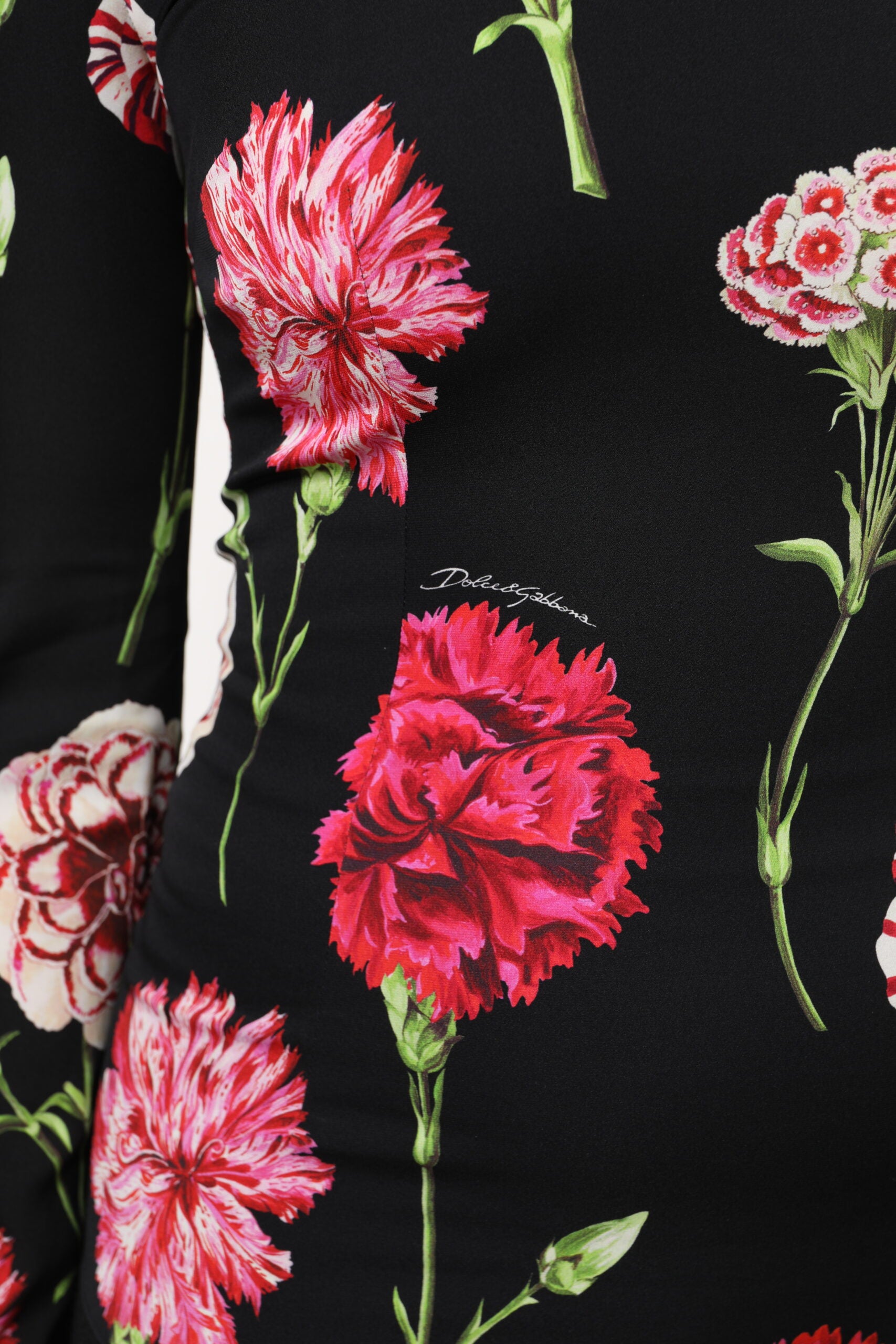 Dolce & Gabbana Schwarze Blumenbluse mit langen Ärmeln für Damen