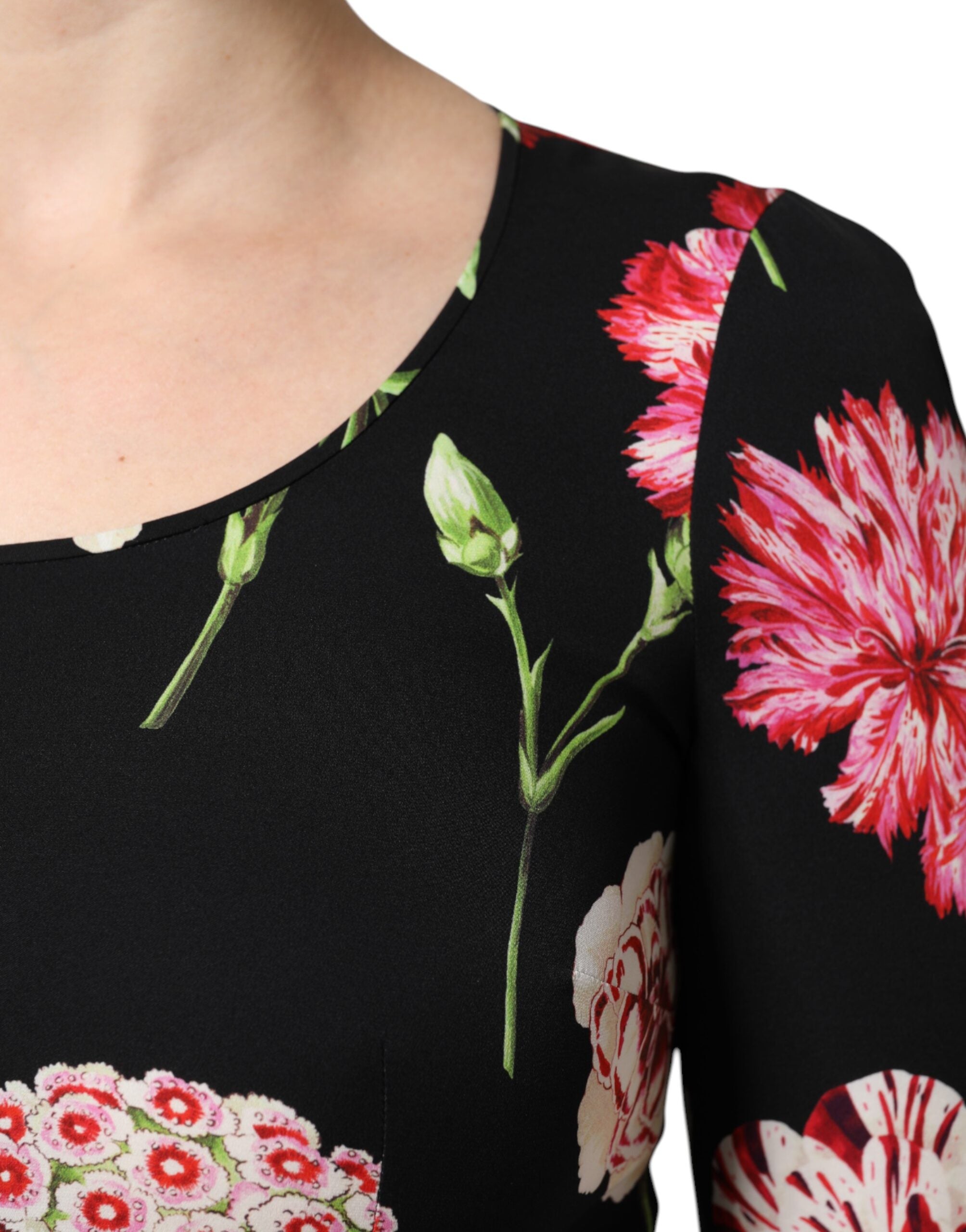 Dolce & Gabbana Schwarze Blumenbluse mit langen Ärmeln für Damen
