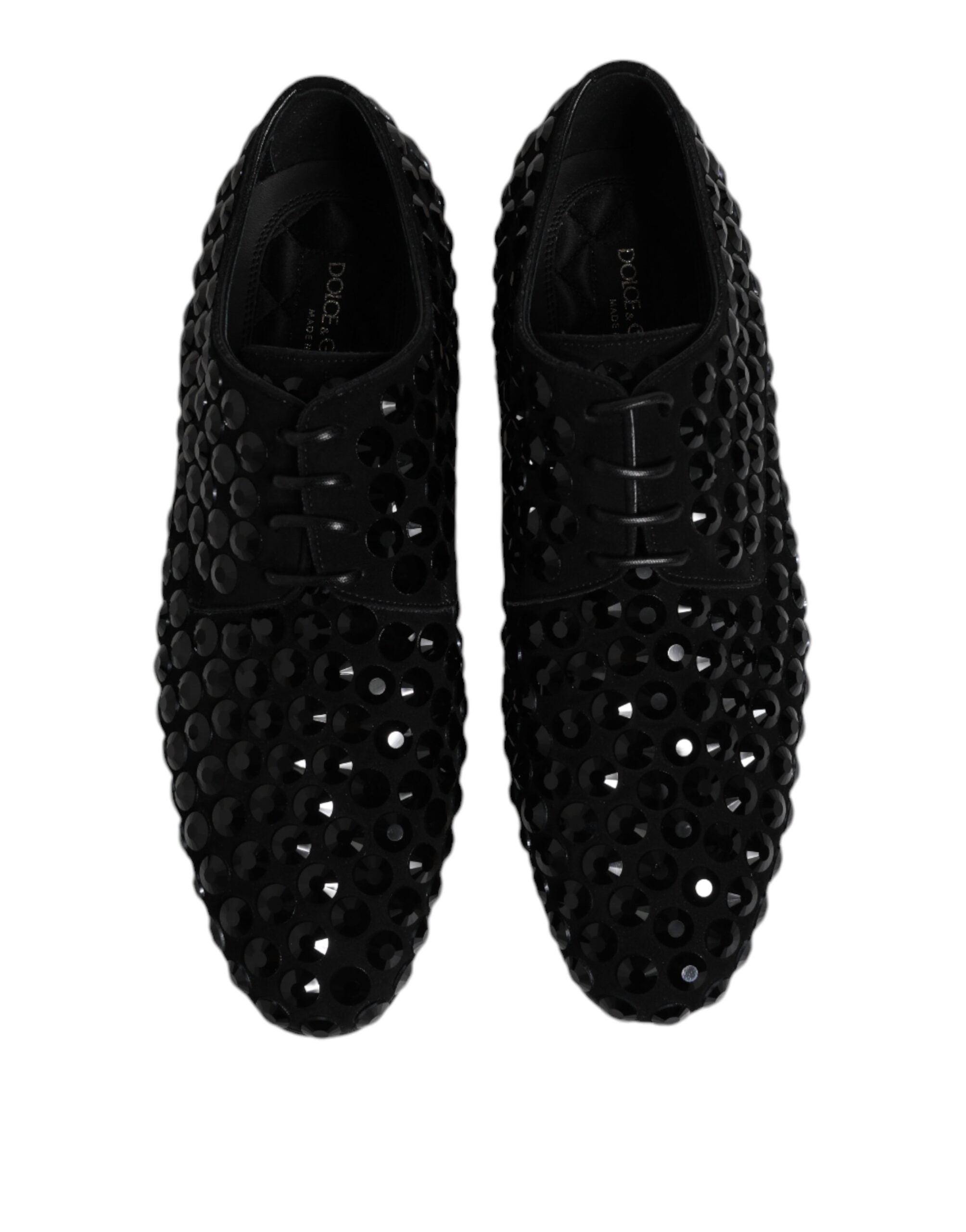 Dolce & Gabbana Schwarze Derby-Schnürschuhe aus Wildleder mit Strass