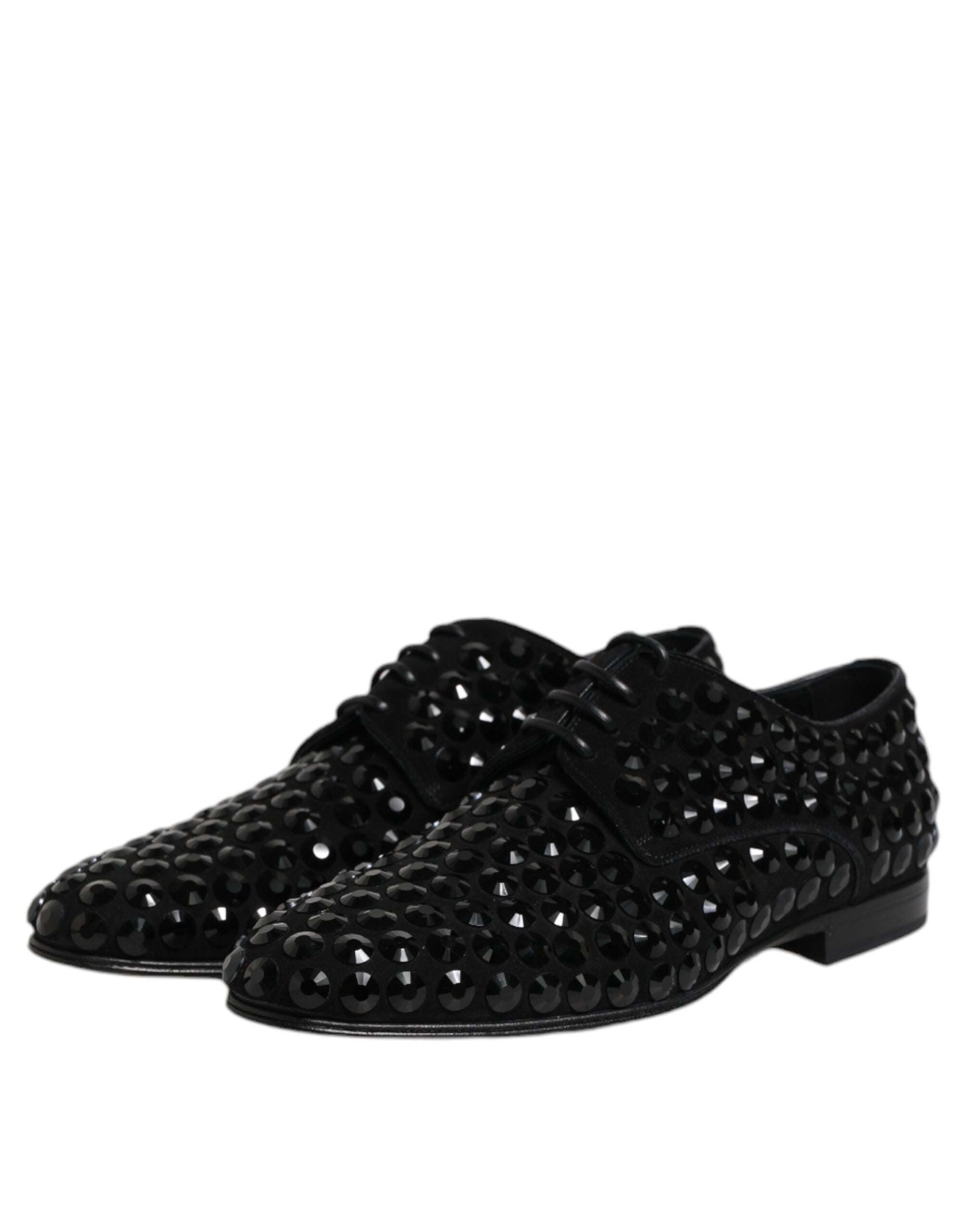 Dolce & Gabbana Schwarze Derby-Schnürschuhe aus Wildleder mit Strass