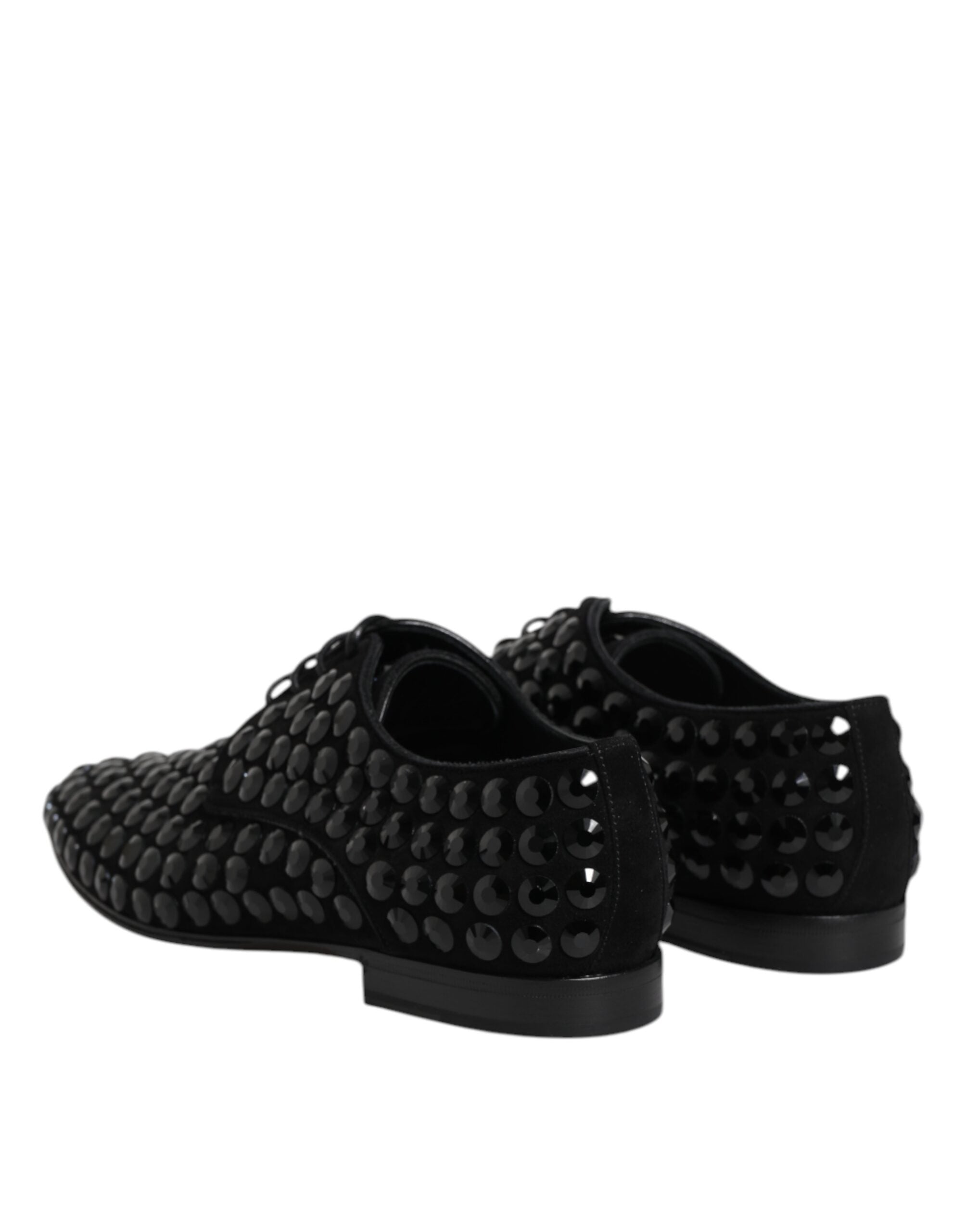 Dolce & Gabbana Schwarze Derby-Schnürschuhe aus Wildleder mit Strass