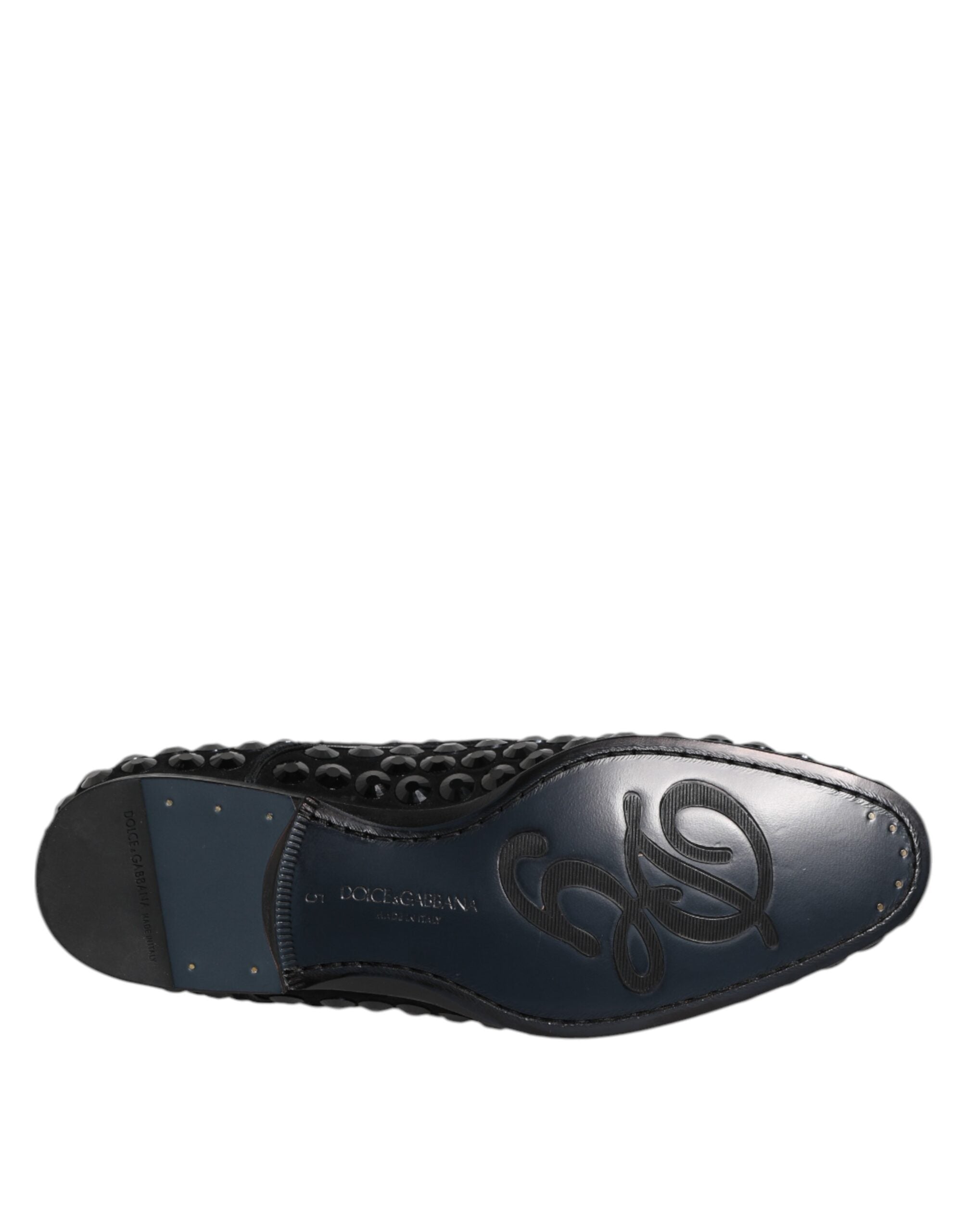 Dolce & Gabbana Schwarze Derby-Schnürschuhe aus Wildleder mit Strass