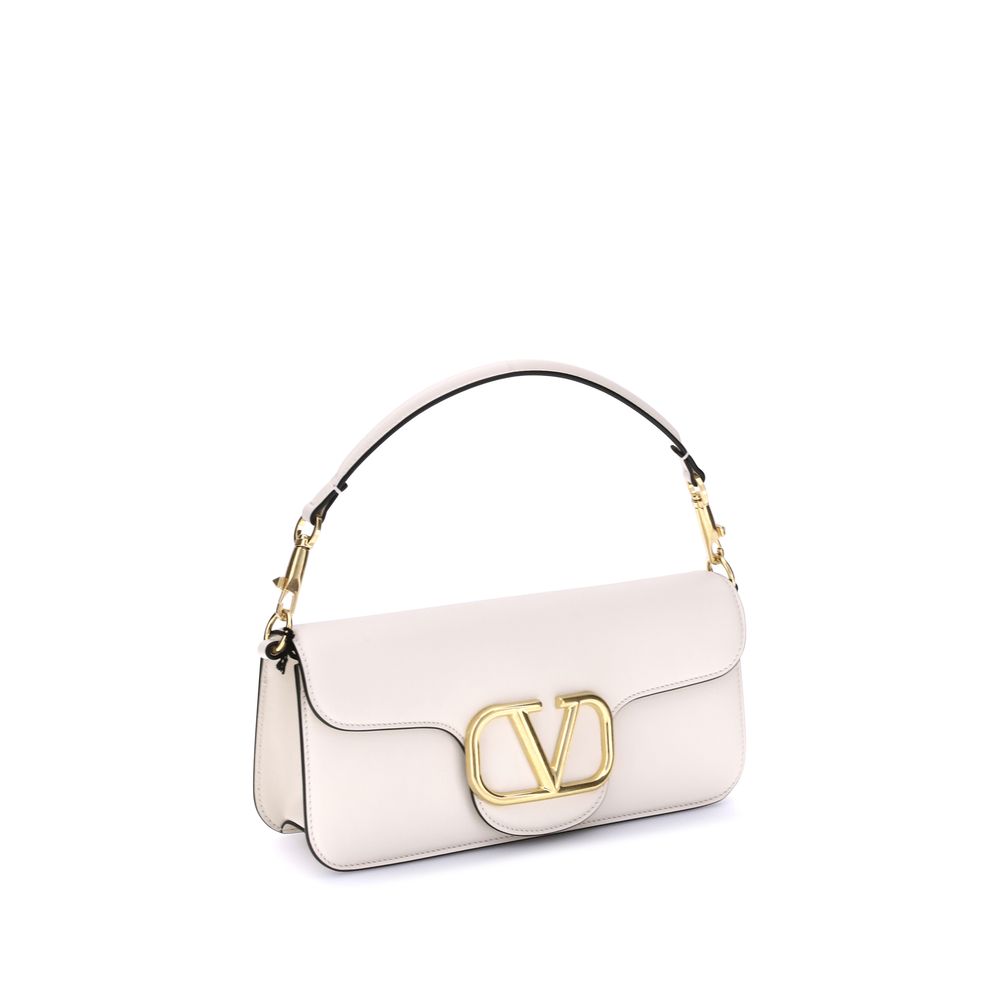 Valentino Garavani White Calf Leather Bos Taurus Shoulder Bag