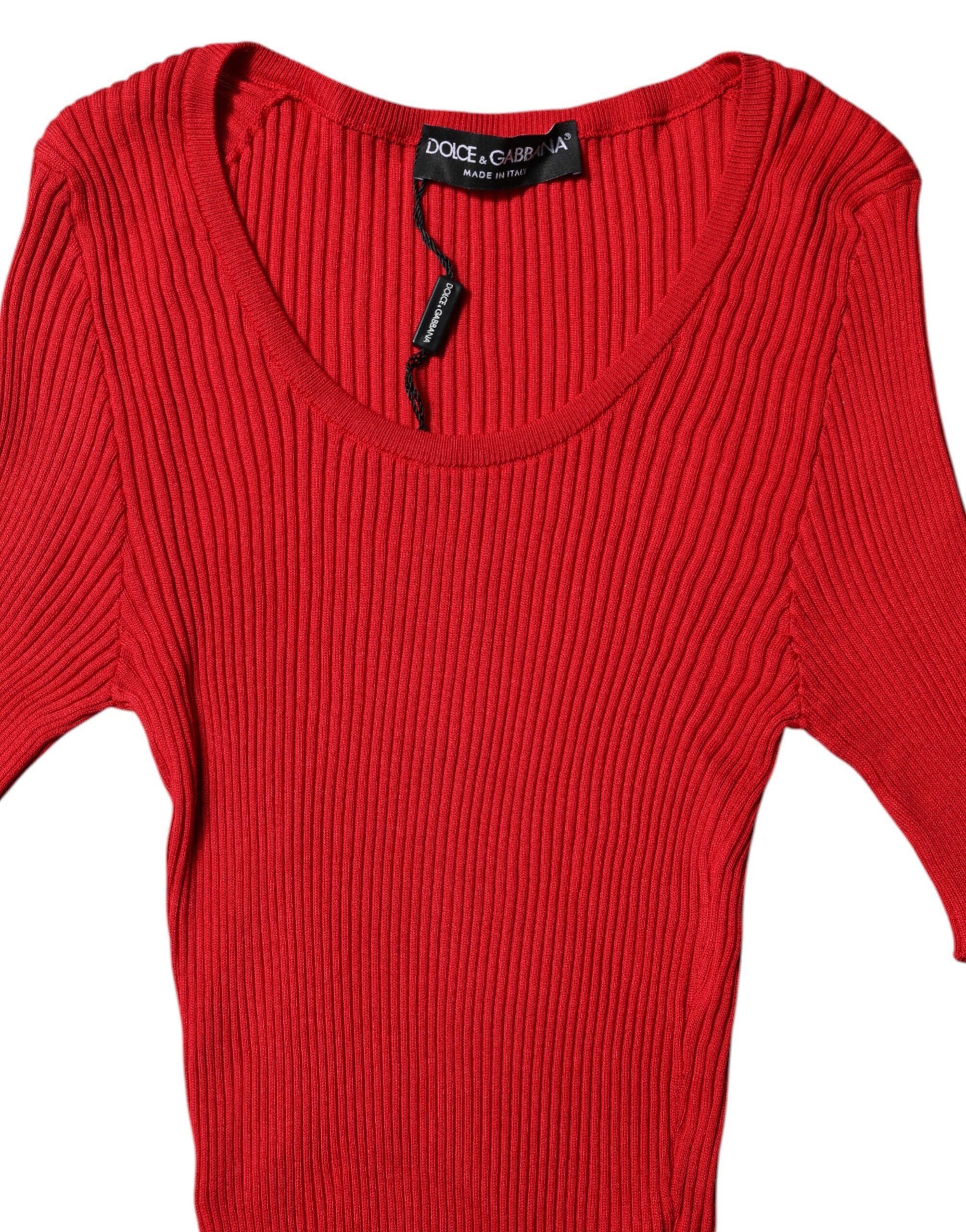Dolce & Gabbana roter Pullover mit Rundhalsausschnitt und kurzen Ärmeln