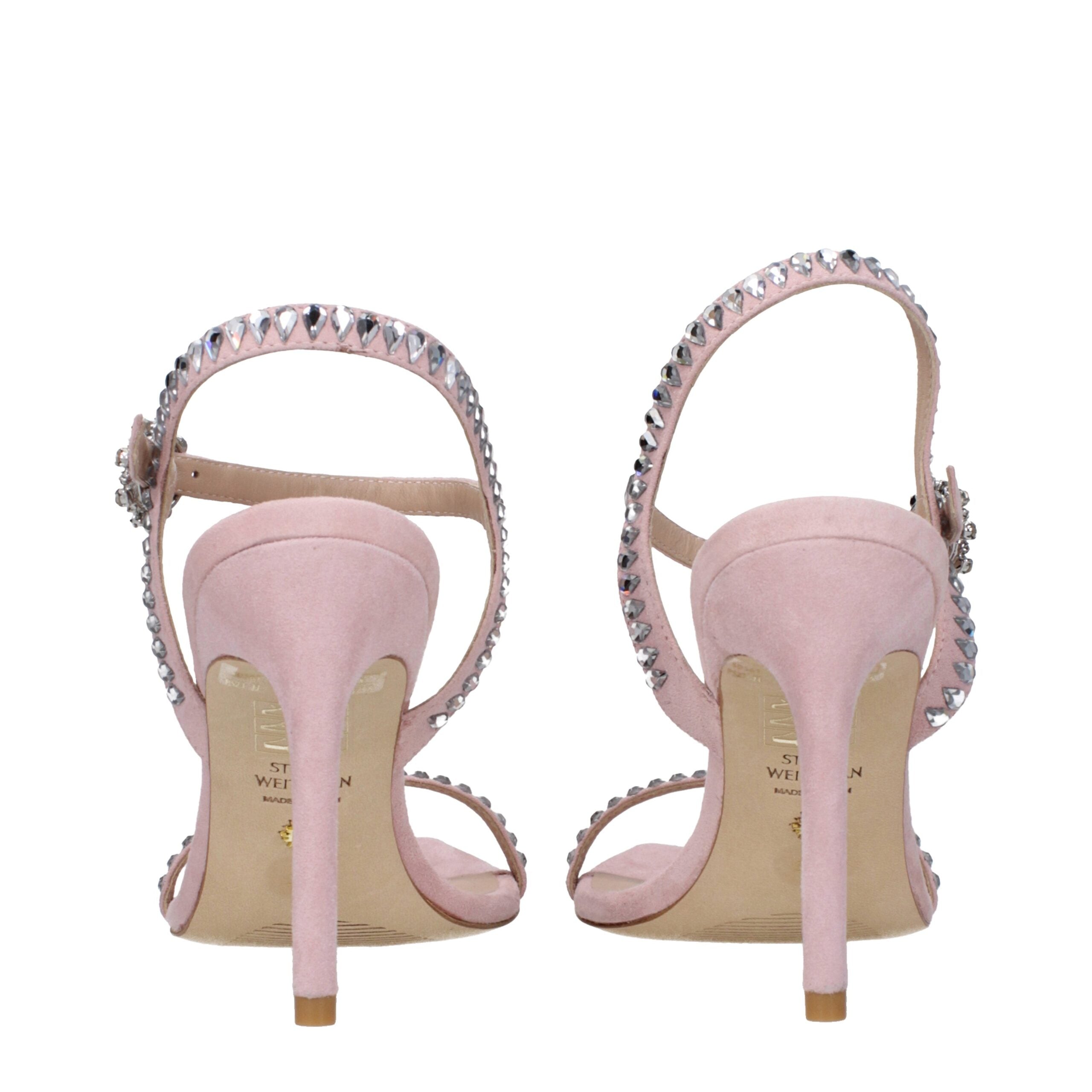 Stuart Weitzman Pink Leather Stiletto Heel Sandals