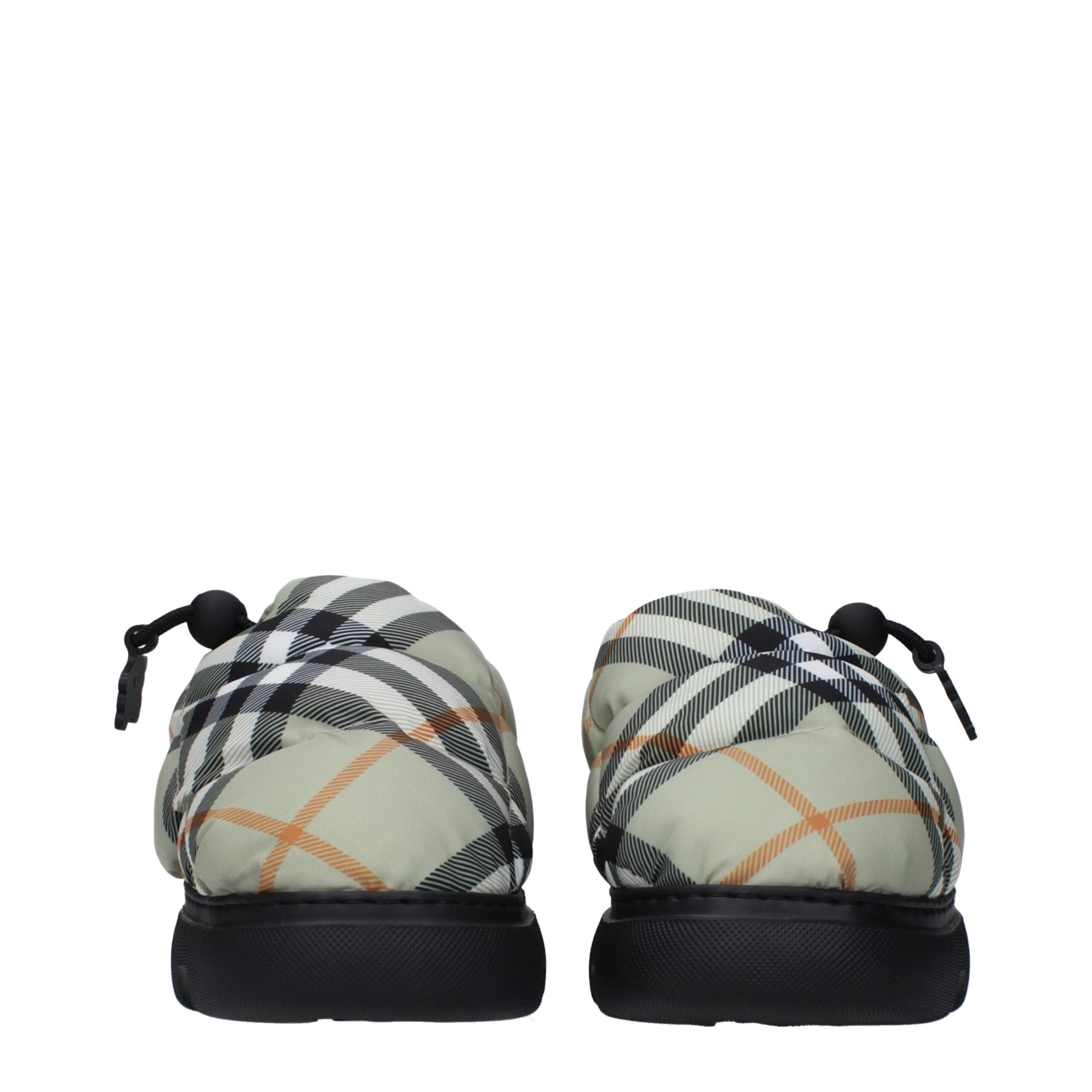 Burberry Green Fabric Slip-On Loafers